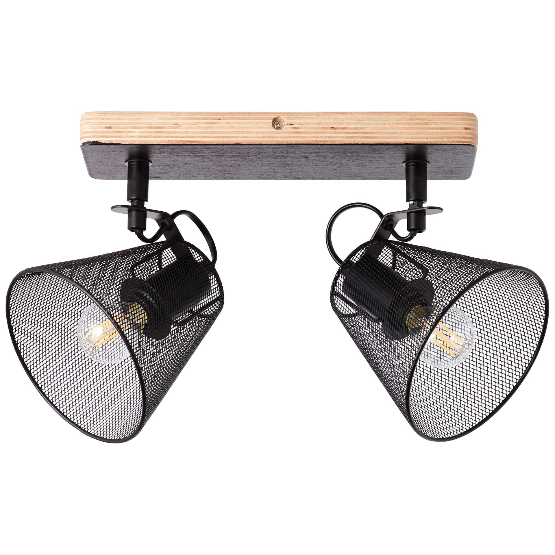 Deckenleuchte Tom, schwarz, 36,8 x 20 cm, Holz Deckenspots, dimmbar