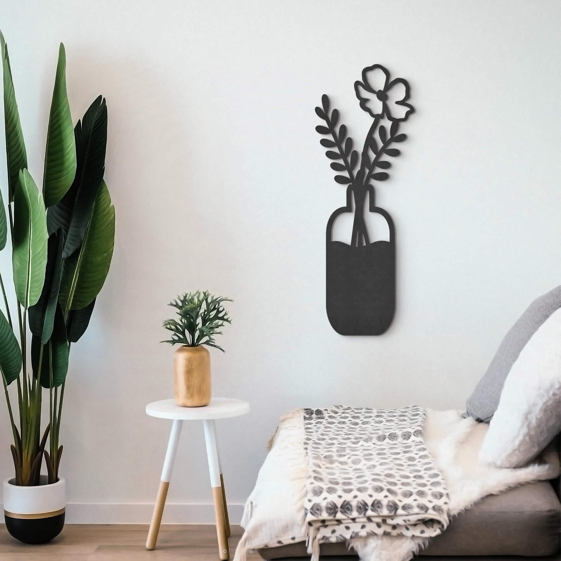 MDF decoración de la pared flores en florero