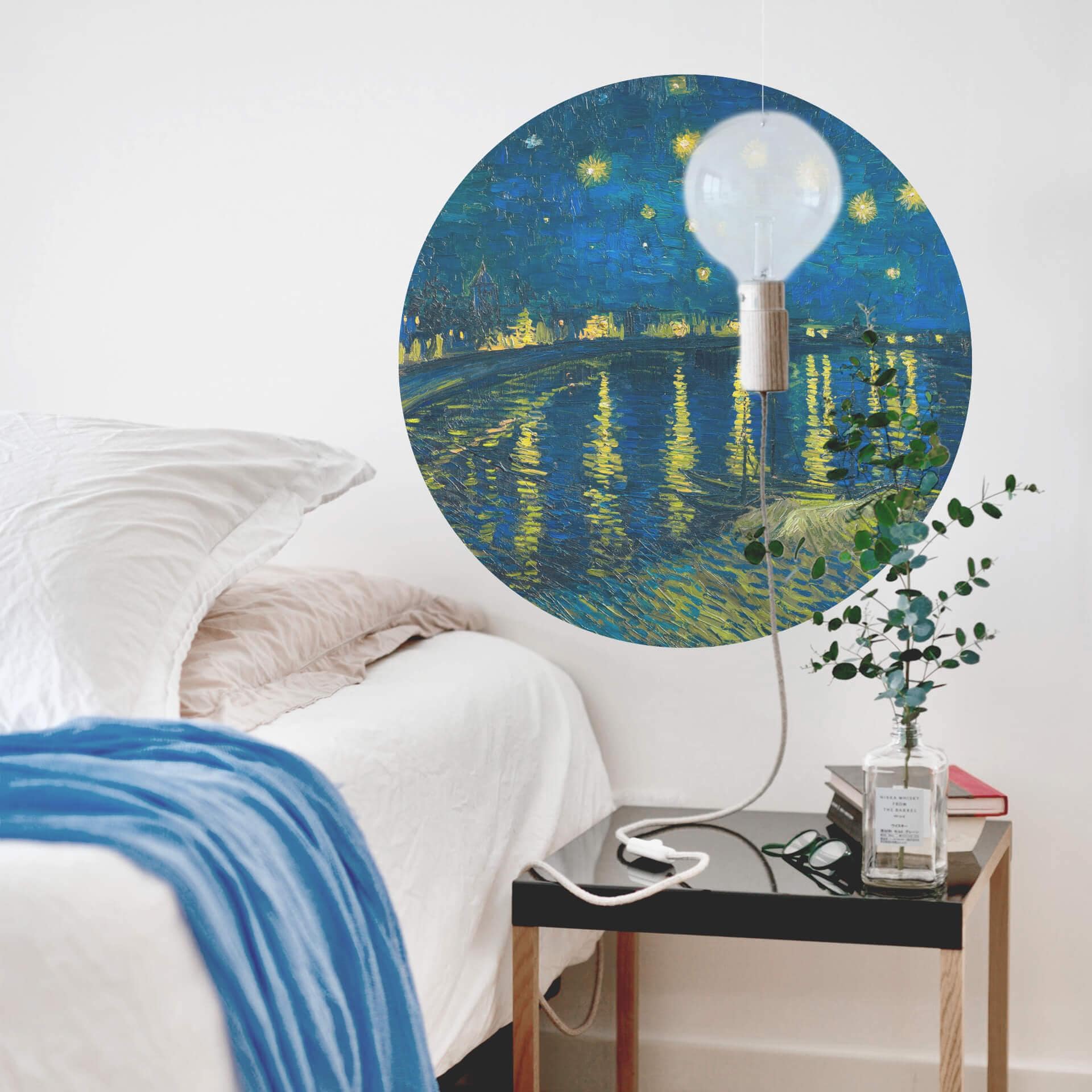 Sticker Mural rond van Gogh - Nuit étoilée 1888
