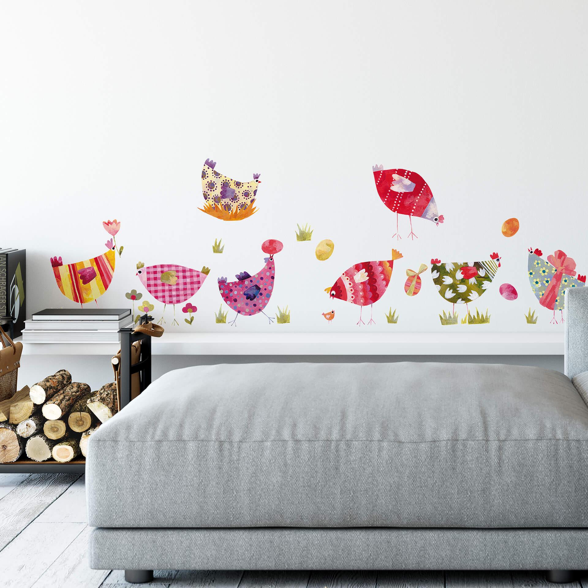 Muursticker set Blanz – Bonte Hanen