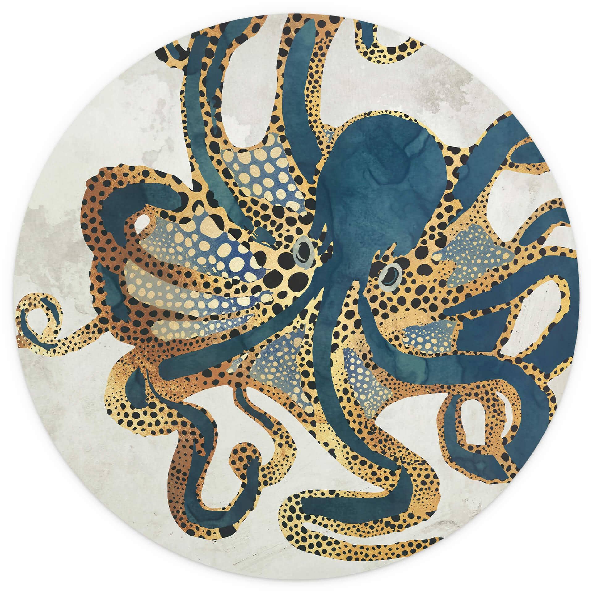 Behangcirkel SpaceFrog Designs - Gouden Octopus - vliesbehang/zelfklevend vliesbehang