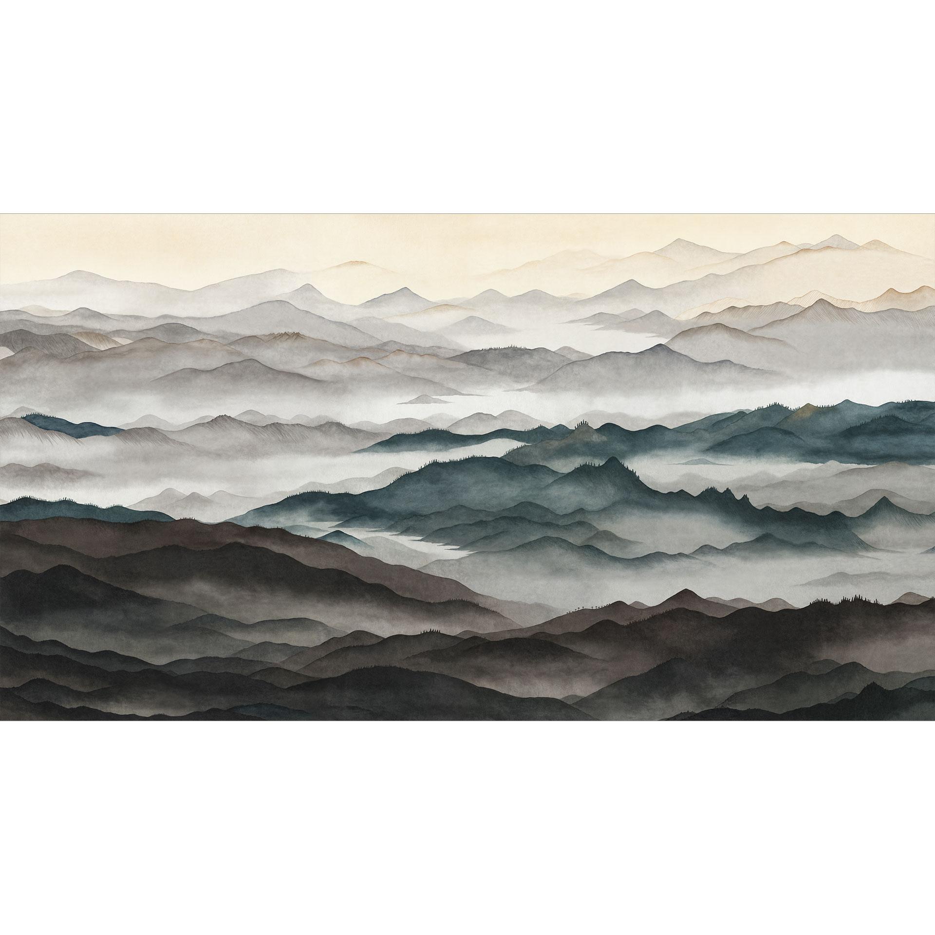 Fotobehang Roerich Light - Nevelig Berglandschap - Sir Edward x Grigory Gladarev