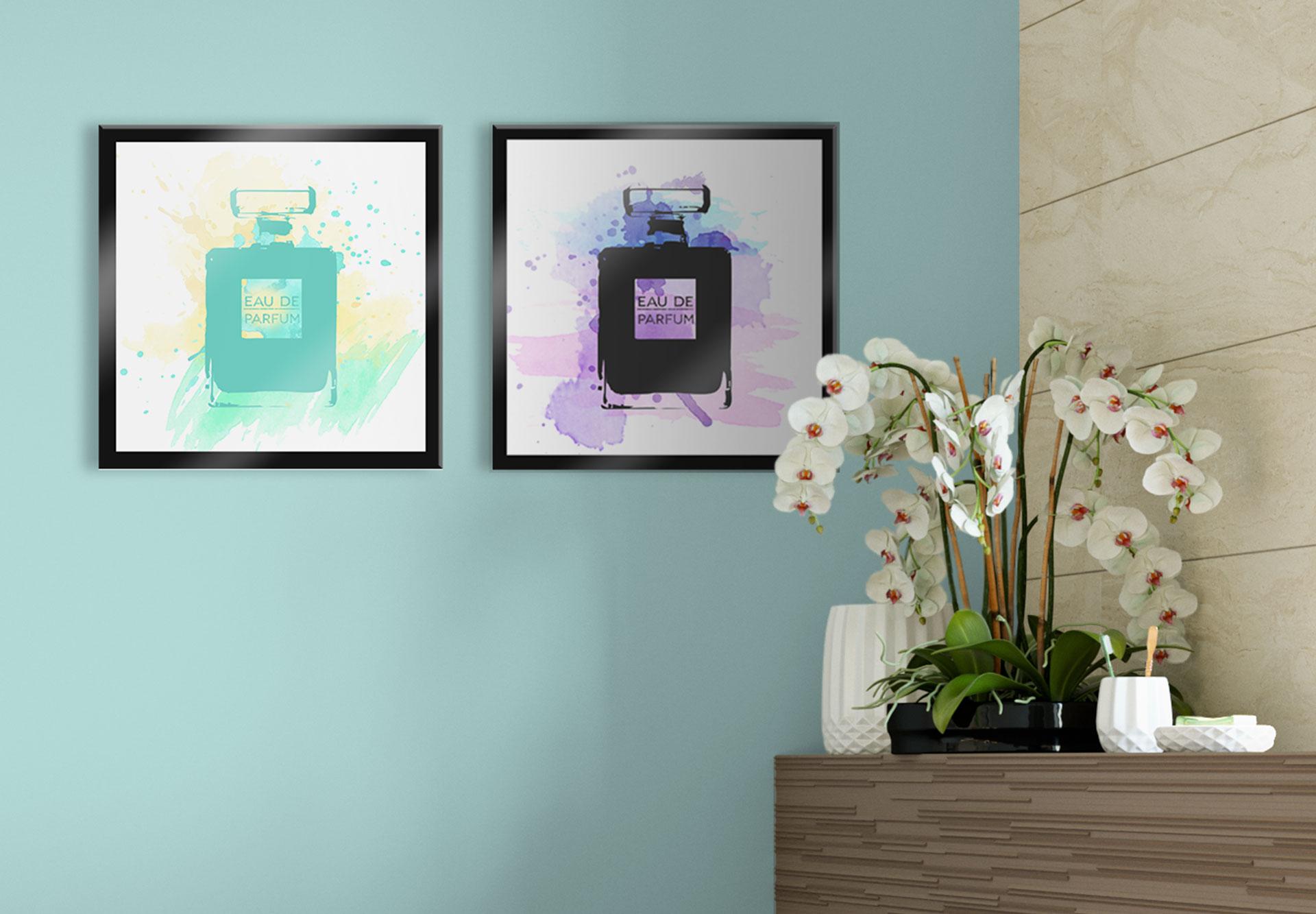 Glasschilderijen Eau de Parfum Aquarel - Grijs