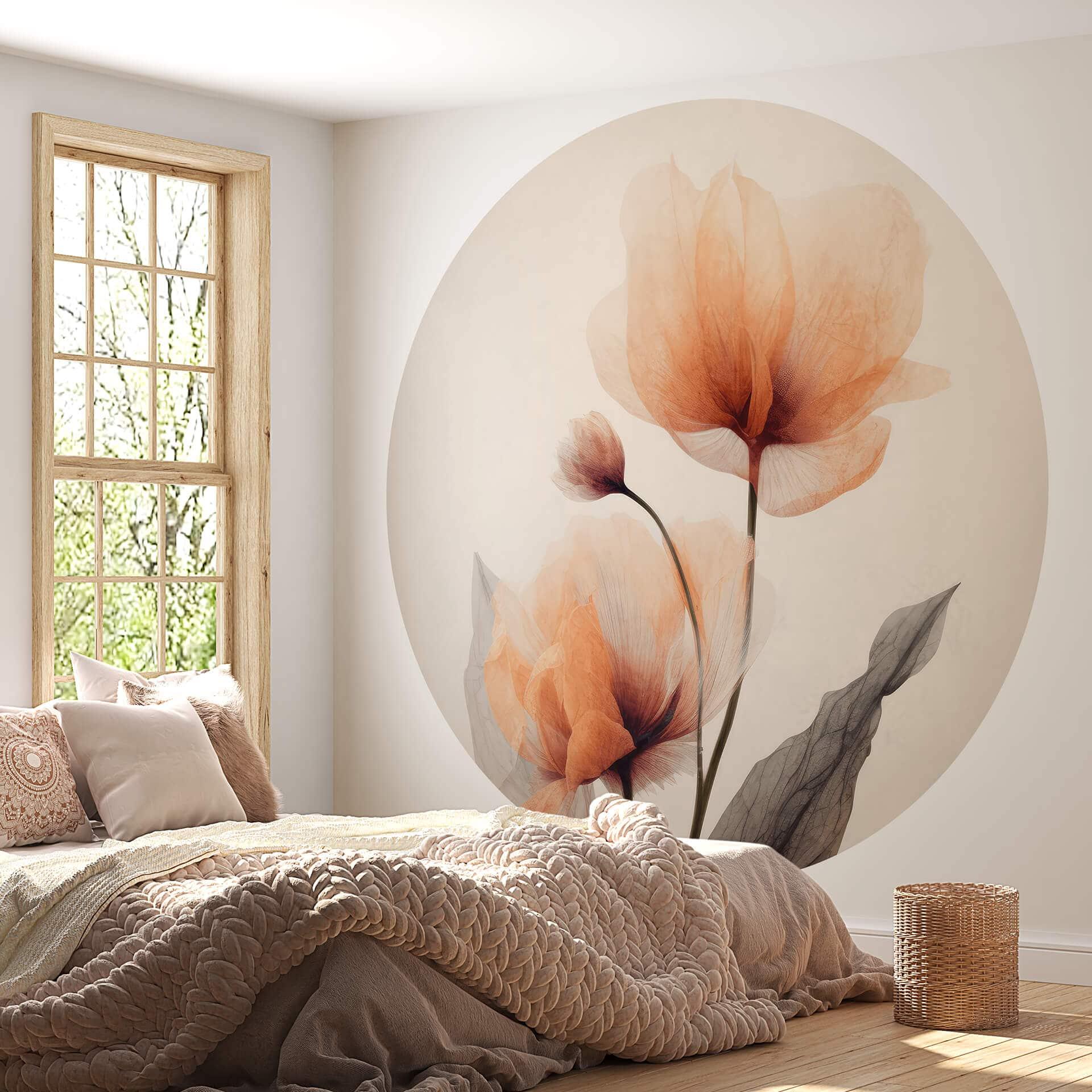 Tapet cirkel Treechild - Delicate Flowers - vliesetapet/selvklæbende non-woven tapet