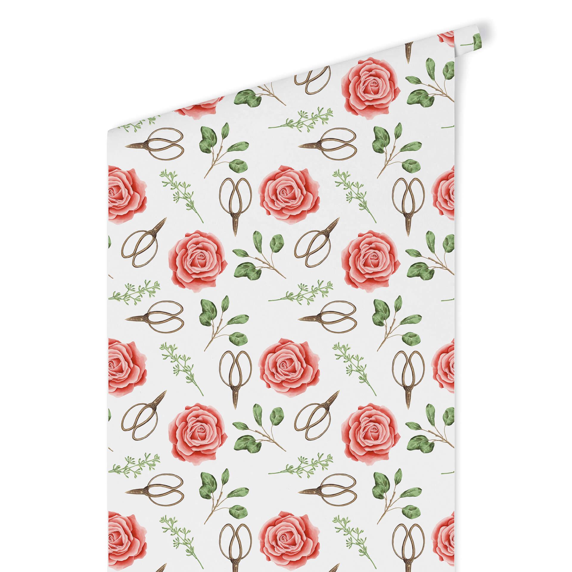 Patroonbehang – Aquarel Bloemen 04 – rood
