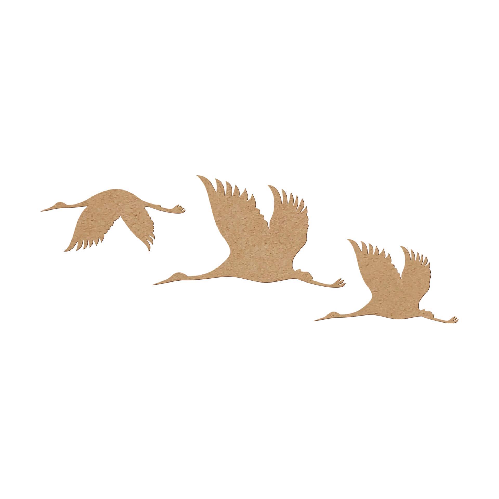 Decoración en madera grullas bandada de pájaros 01 - MDF naturaleza