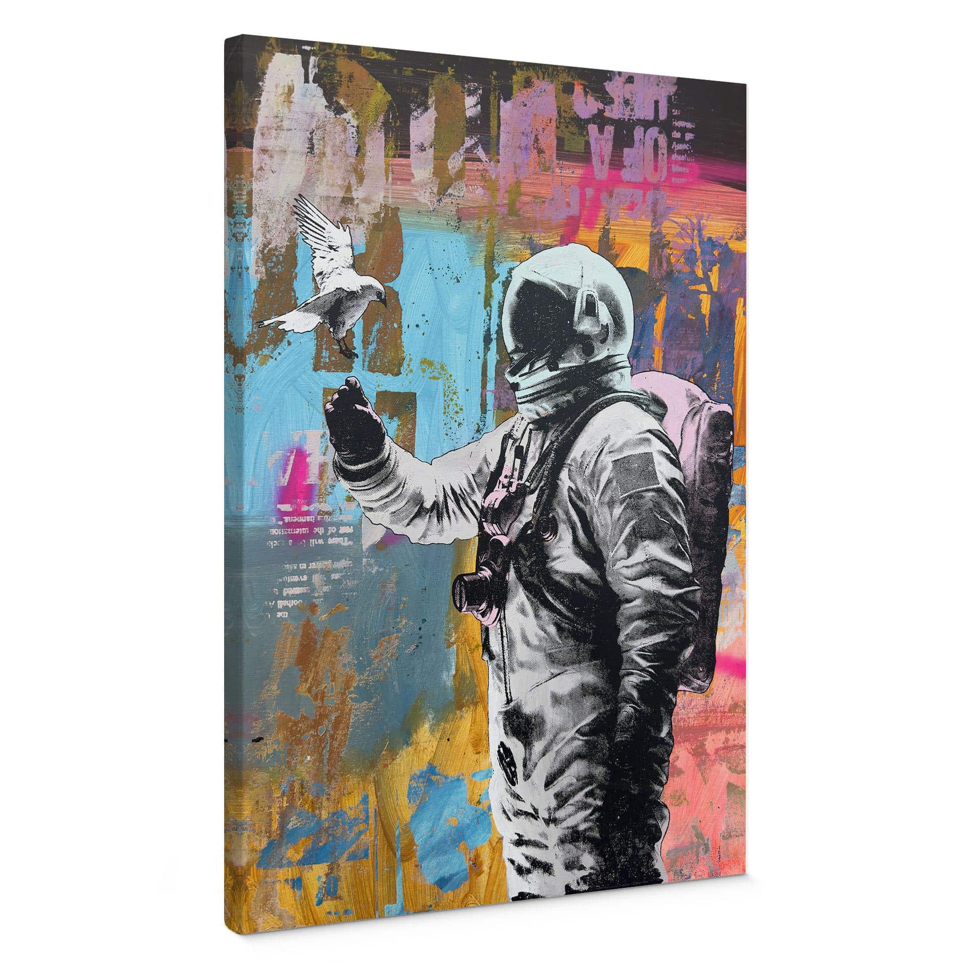 Canvasbillede Astronaut med due | Digital collage - Kuryliuk