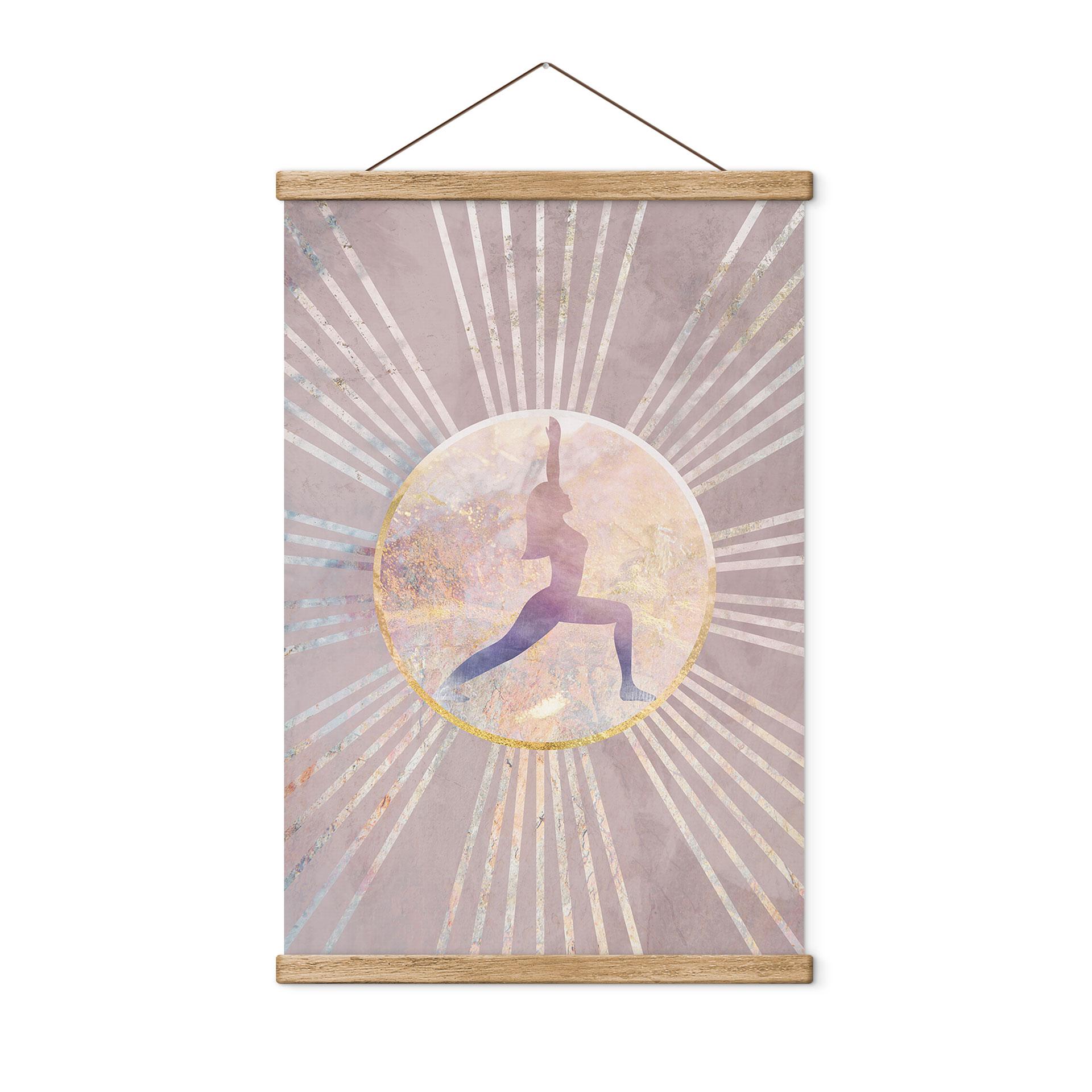 Tekstil plakat yoga solhilsen pink - Manovski