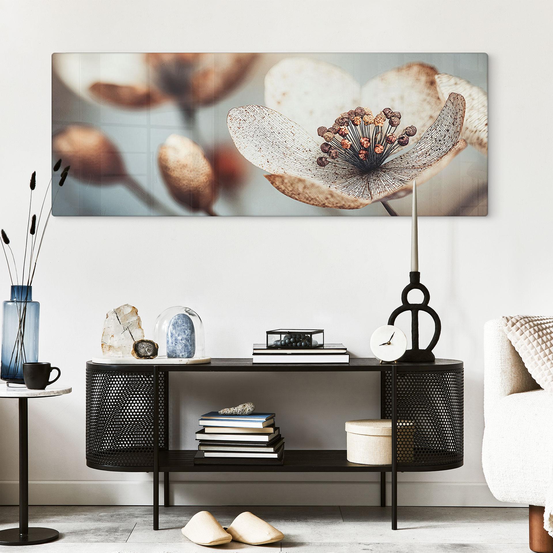 Glasschilderijen Boho gedroogde bloem macro | natuurfotografie - Treechild - Panorama