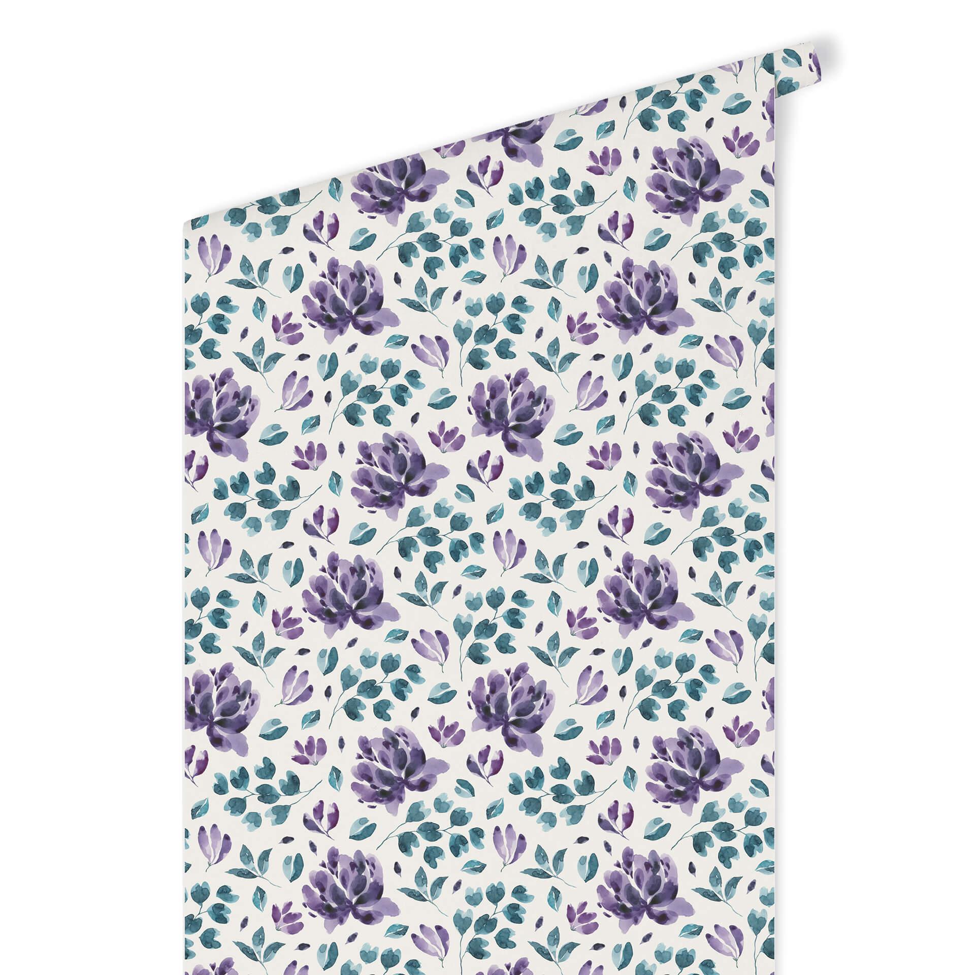 Patroonbehang – Aquarel Bloemen 03 – paars