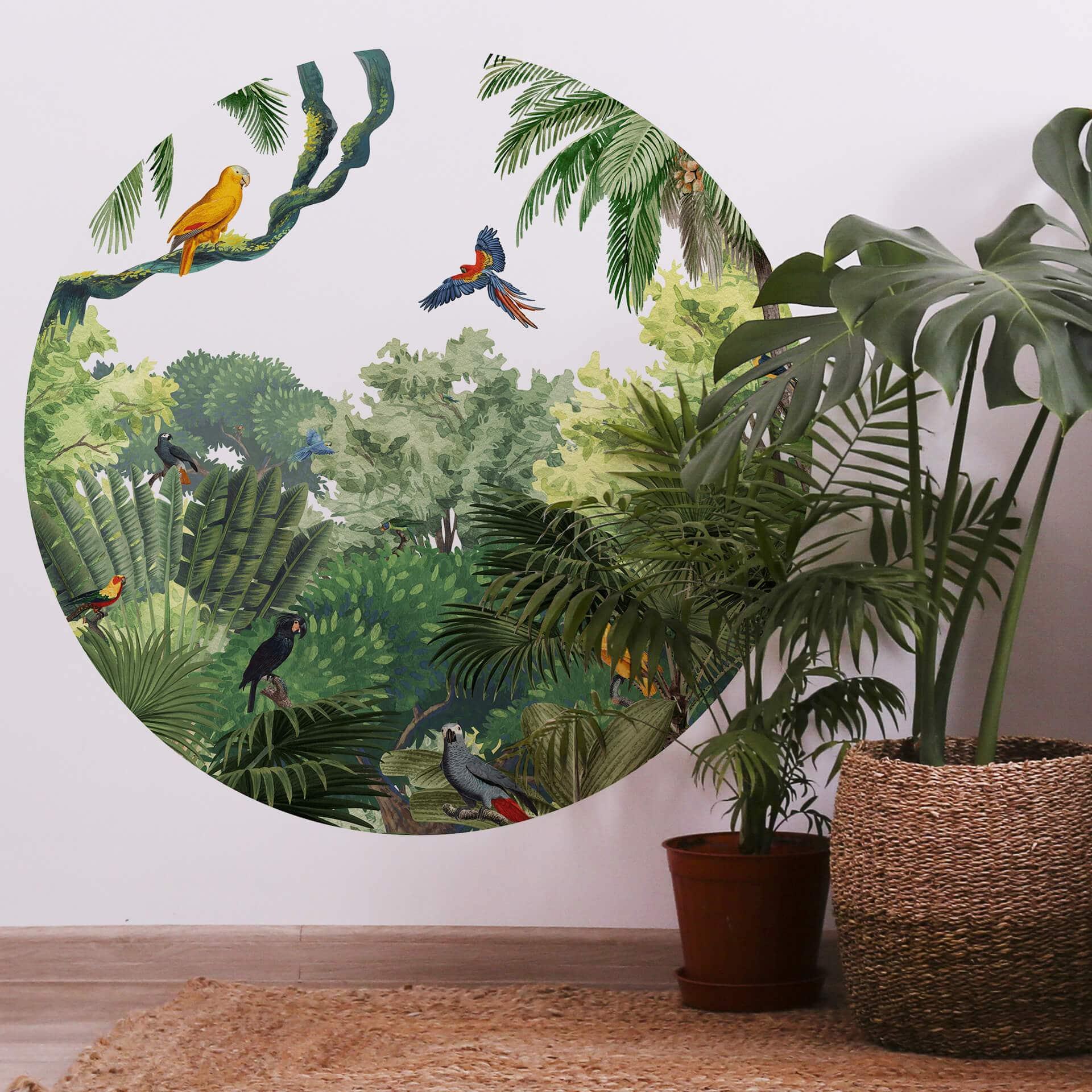 Zelfklevende Wandcirkel Kikki Belle - Tropical Birds
