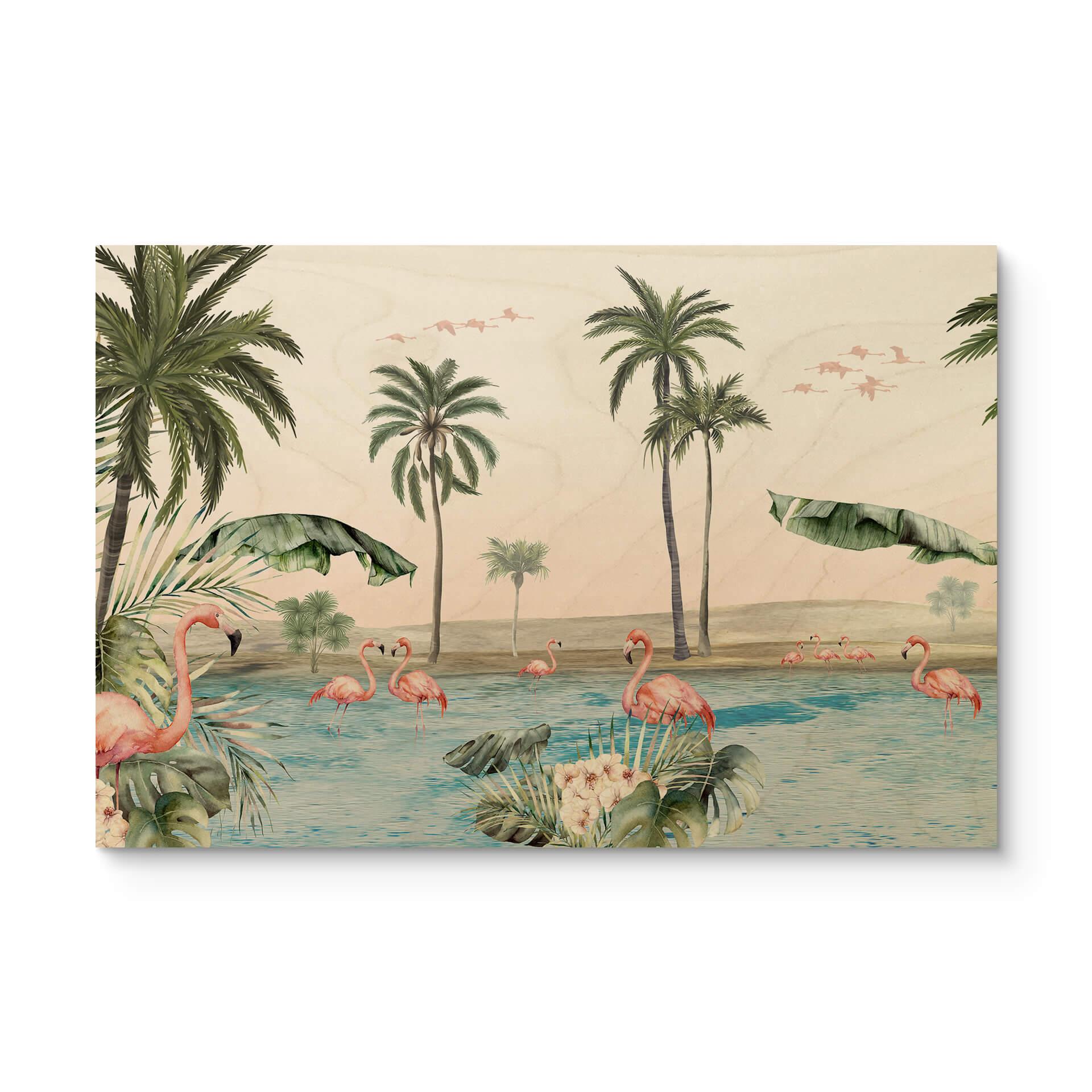 Kikki Belle Billede af træ - Flamingo oasis
