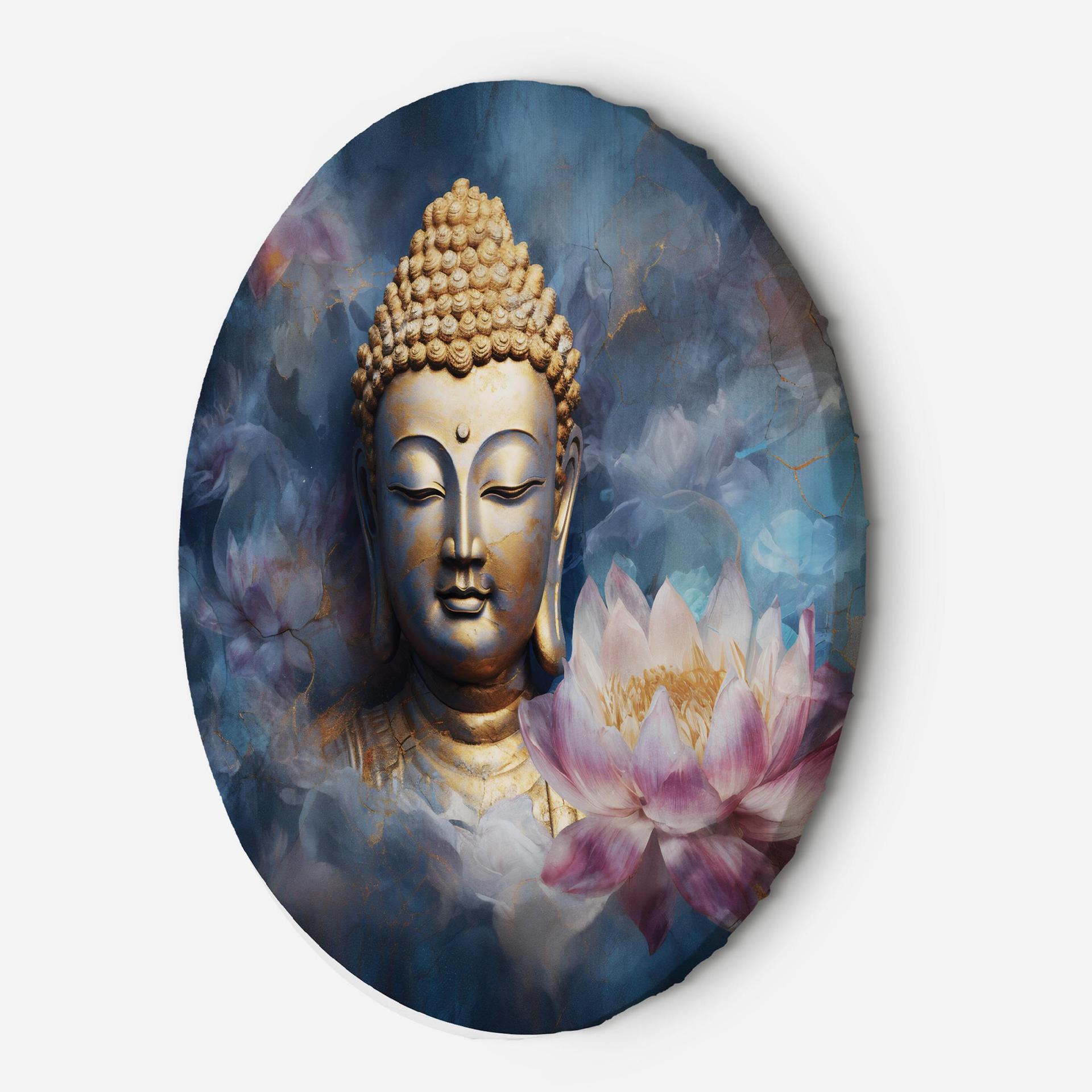 Rundt lærredsbillede Buddha og zenblomster