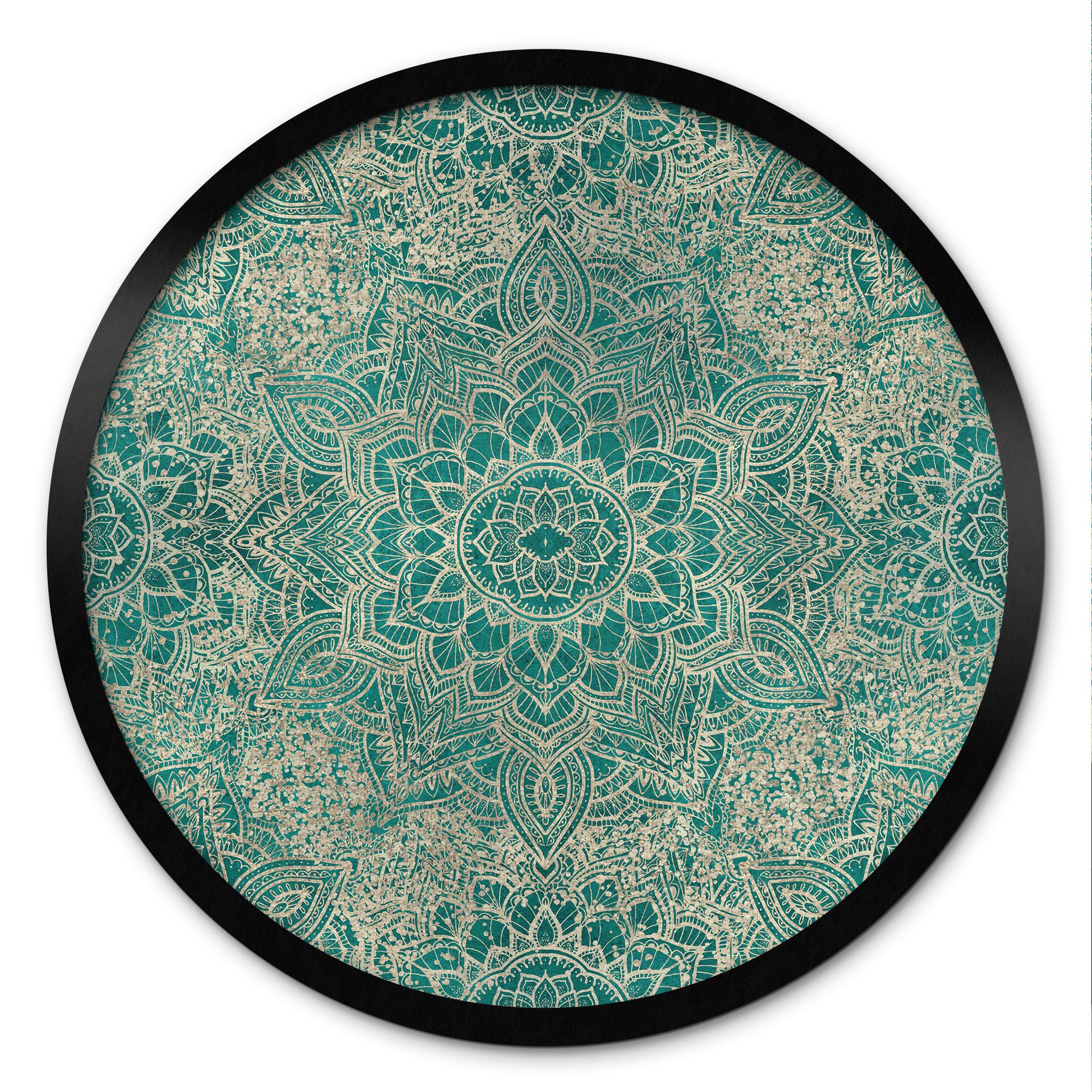 Plakat Mandala Boho Guldgrøn - Blomsterdekoration - Rund