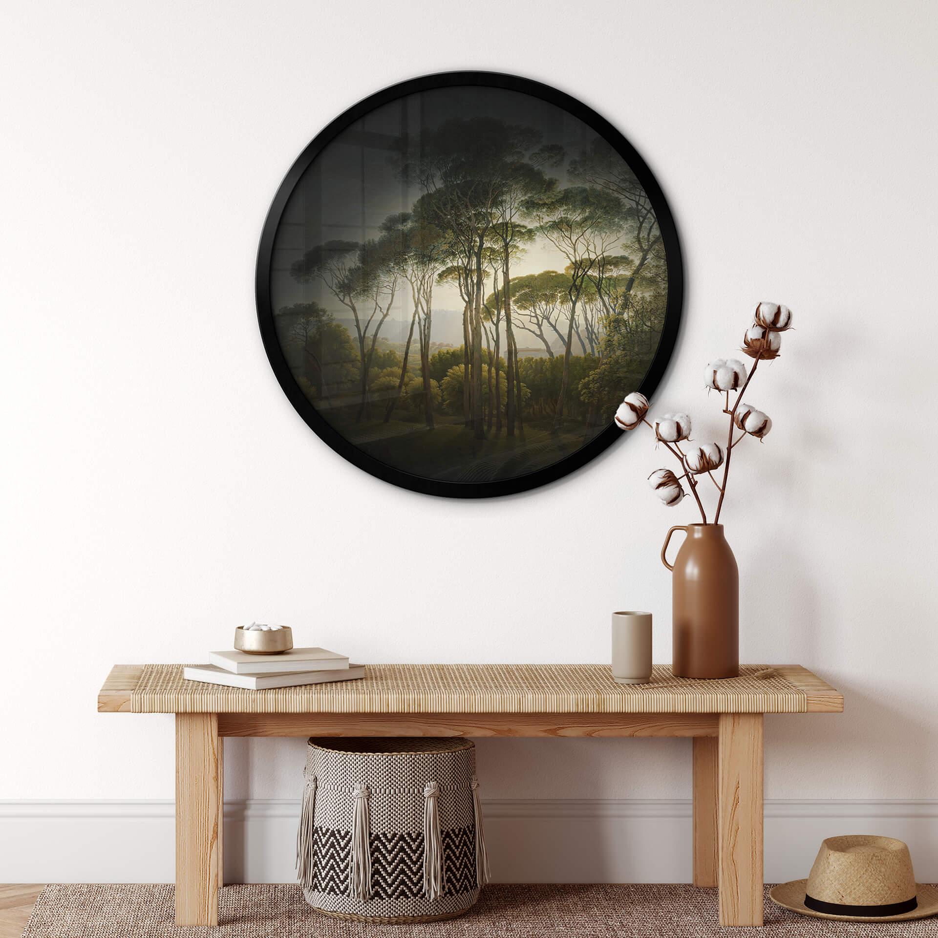 Póster paraguas pinos con viñeteado - Redondo