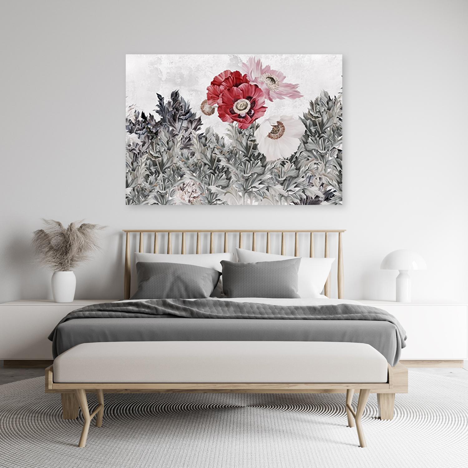 Canvasbillede, Røde valmuer i haven
