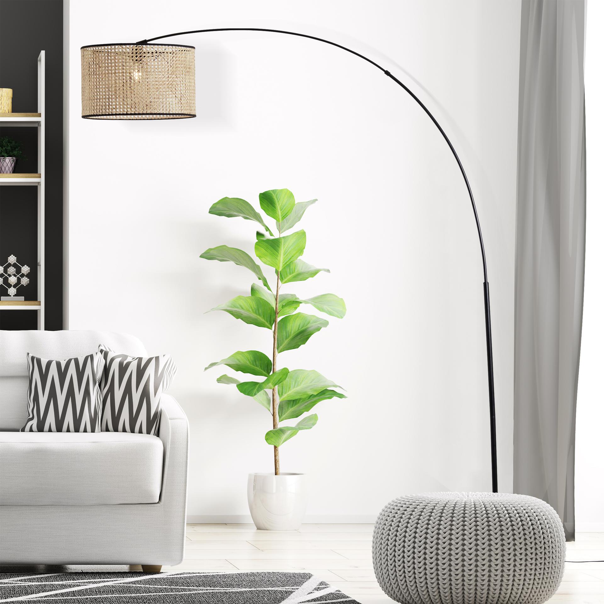Bogenstandleuchte Toni, beige, 200 x 160 cm, Rattan Innenleuchte