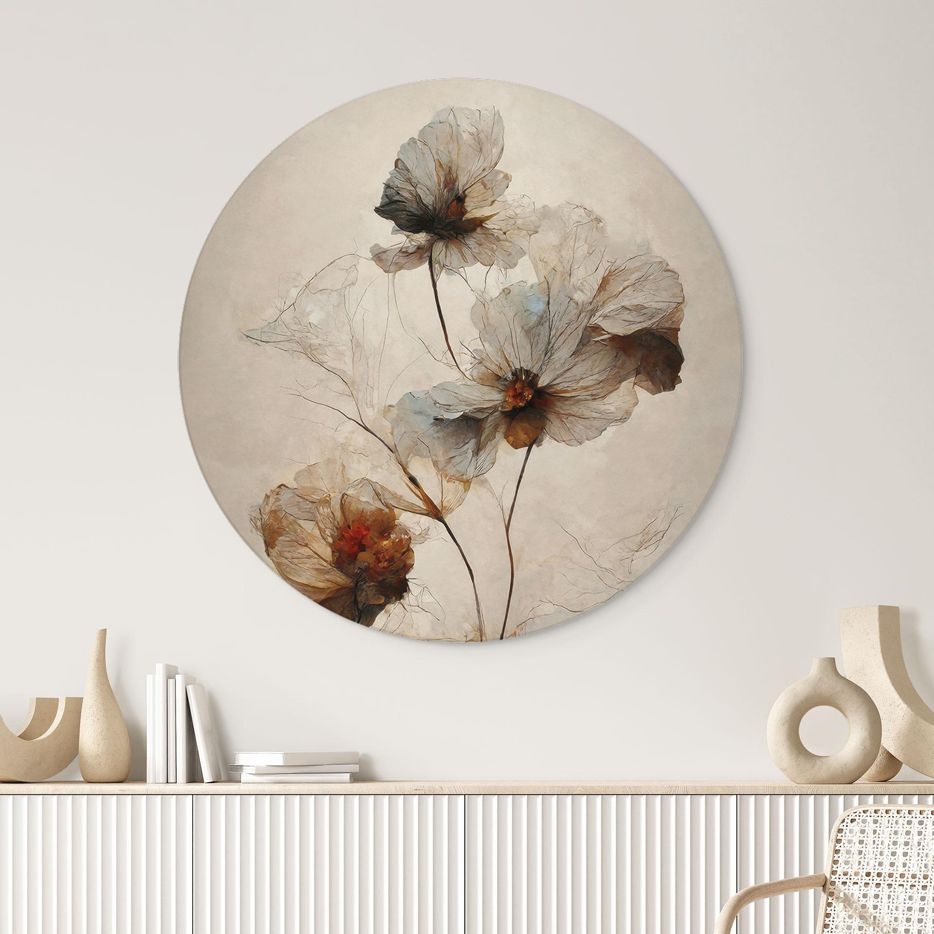 Wanddecoratie gedroogde bloemen - Elegantie van vergankelijkheid - Boomkind - Aluminium Dibond Rond
