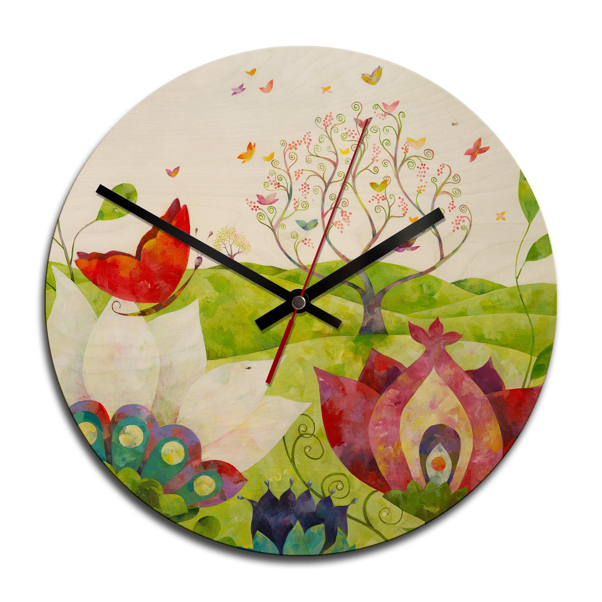 Horloge murale en bois - Blanz - Prairie de la belle saison