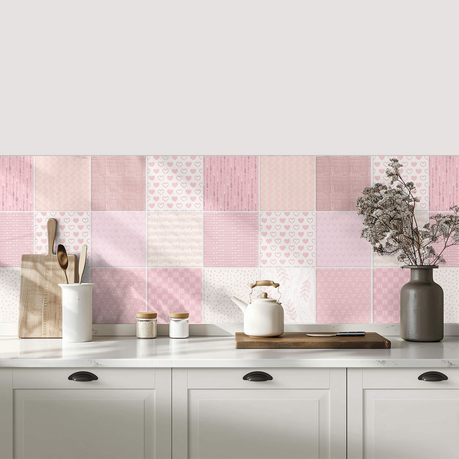 Fliesenaufkleber Mädchentraum in Rosa - 12er Set