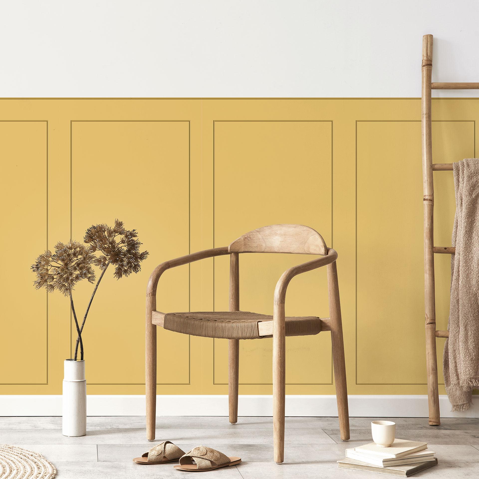 Wandpanelen Wandbekleding mosterdgeel met kader
