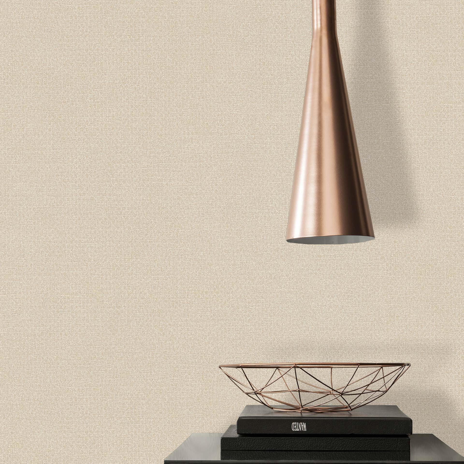 Effen behang beige PVC-vrij - vliesbehang van A.S. Création licht glanzend crème 386621