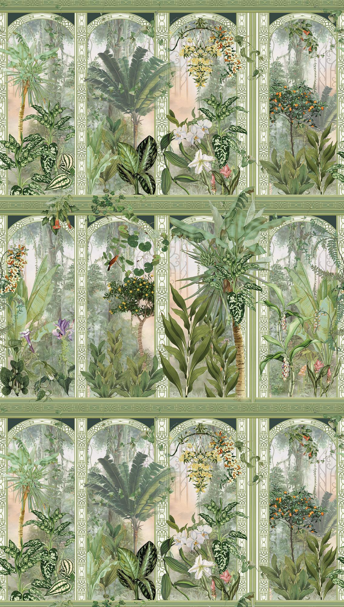 Jungle behang groen bruin - vliesbehang botanisch Livingwalls - mat en glad