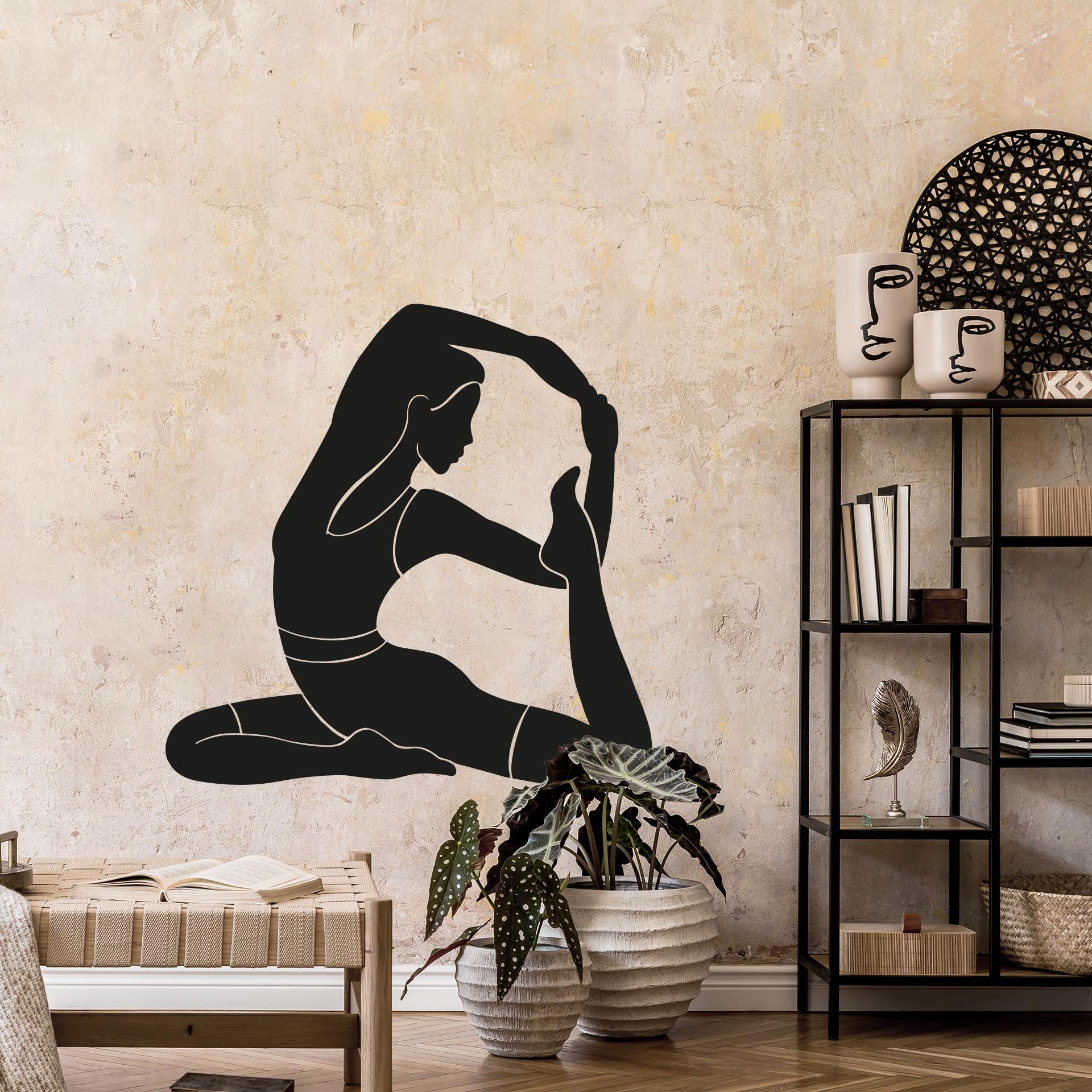 Wallsticker yoga konge due silhuet ensfarvet