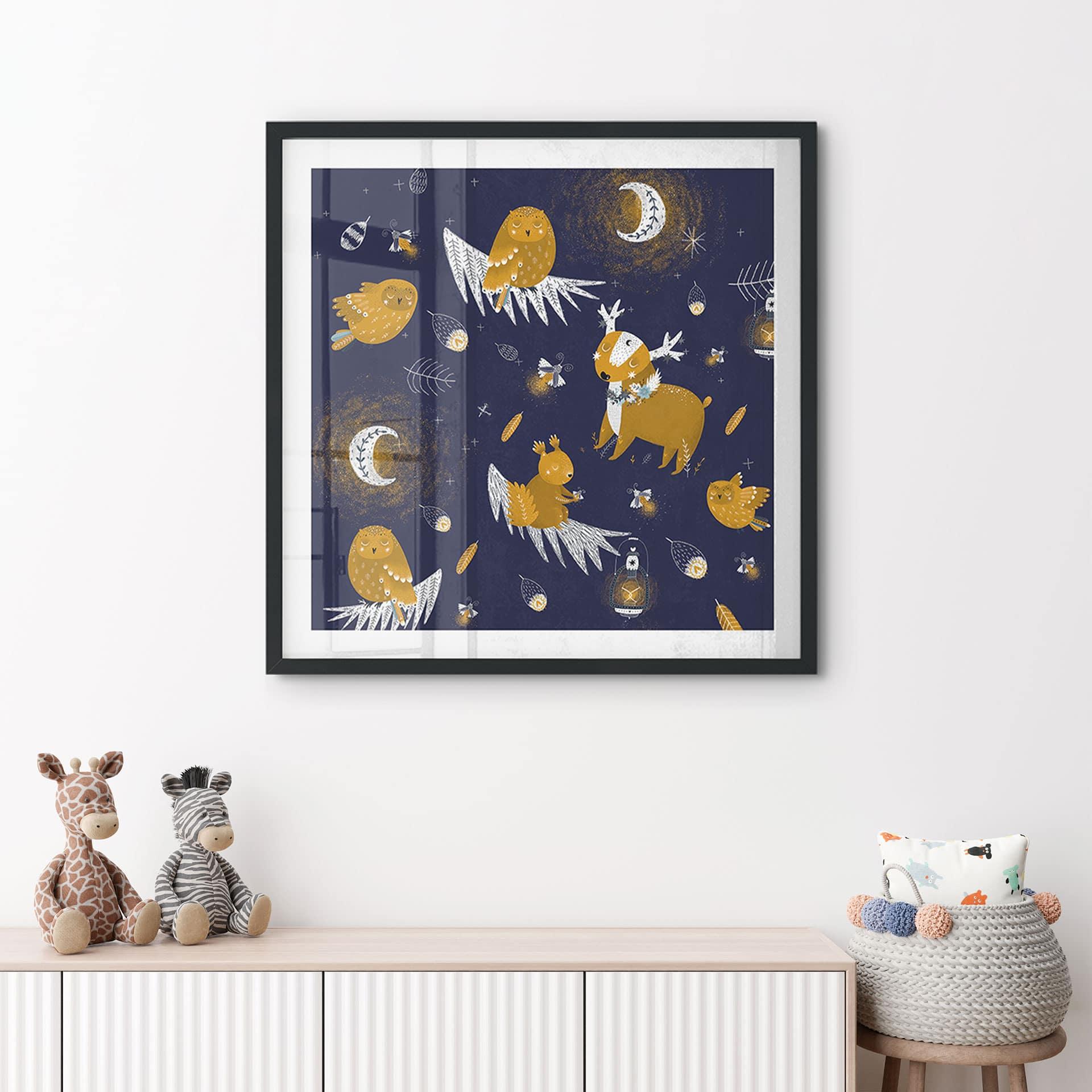 Plakat zwierzęta leśne nocą - UN Designs