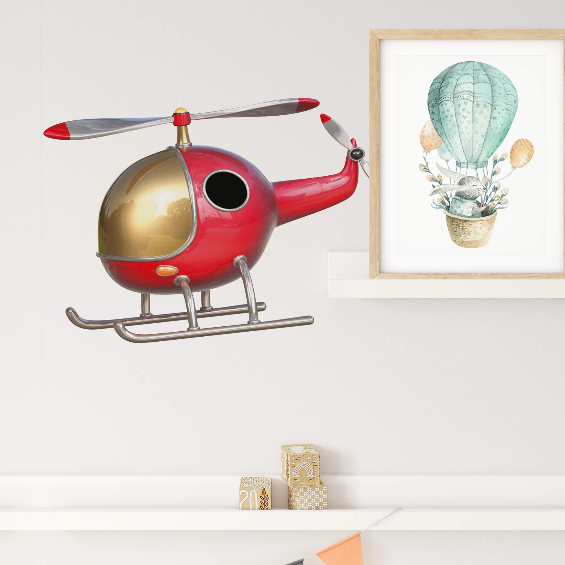 Wallsticker - Michel Agullo - Helikopter Rød