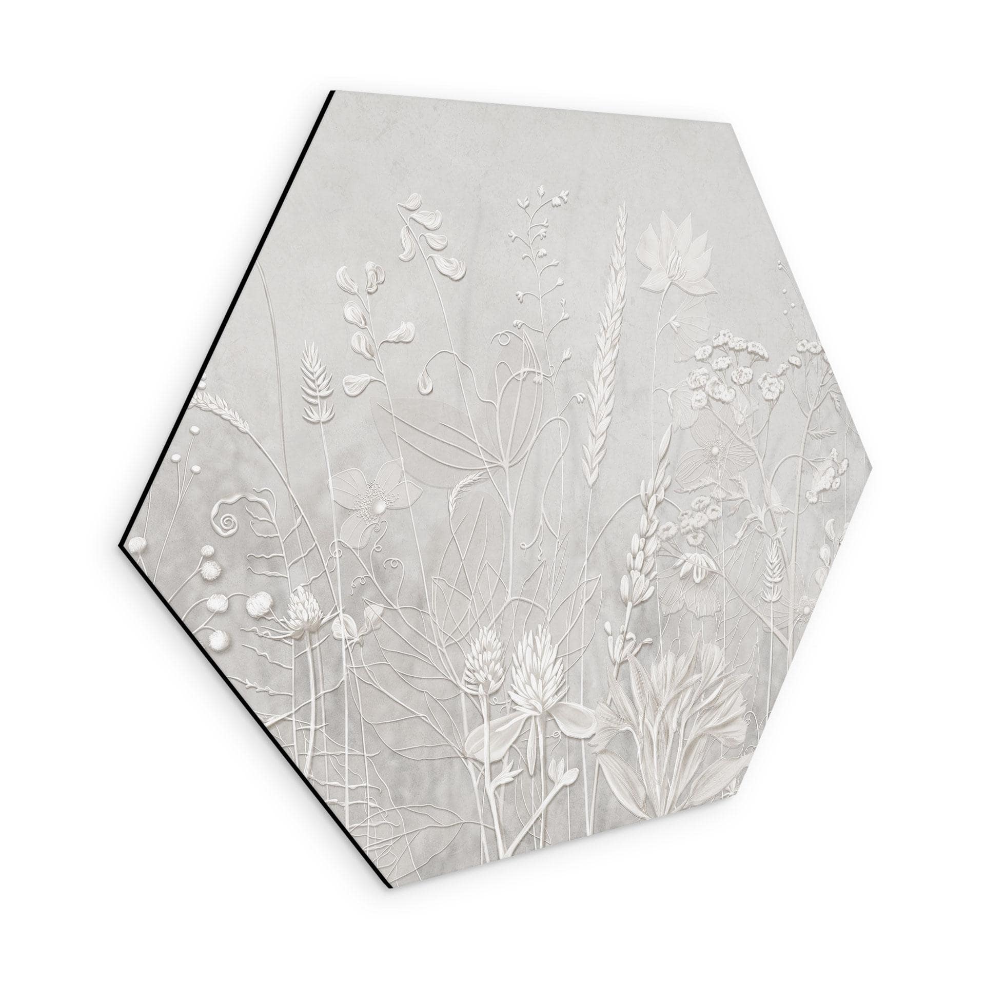 Wanddecoratie in wit met zeshoekig design - Ms Tiff - Alu-Dibond