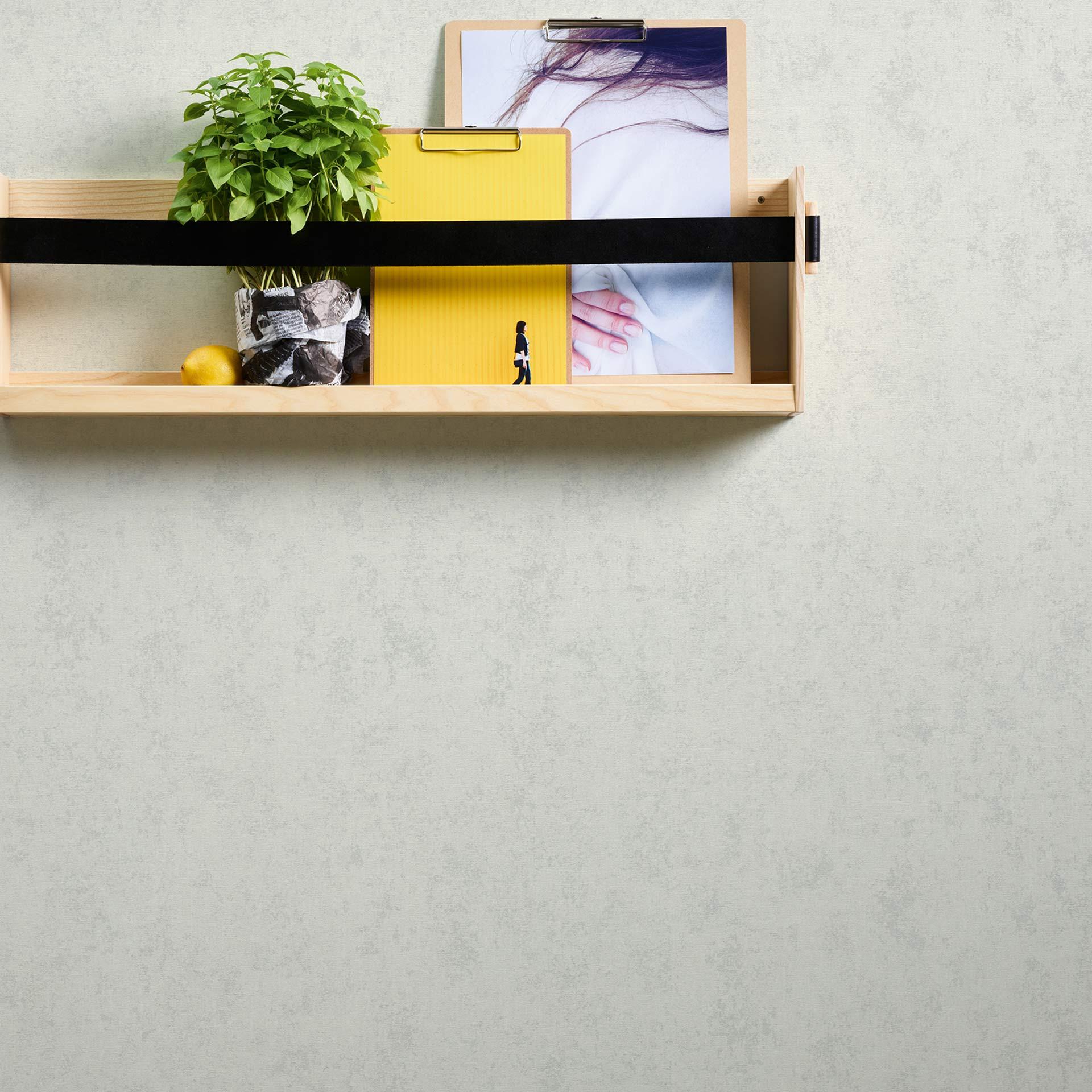 Unit-tapet hvidgråt ensfarvet non-woven tapet #Hygge mat glat