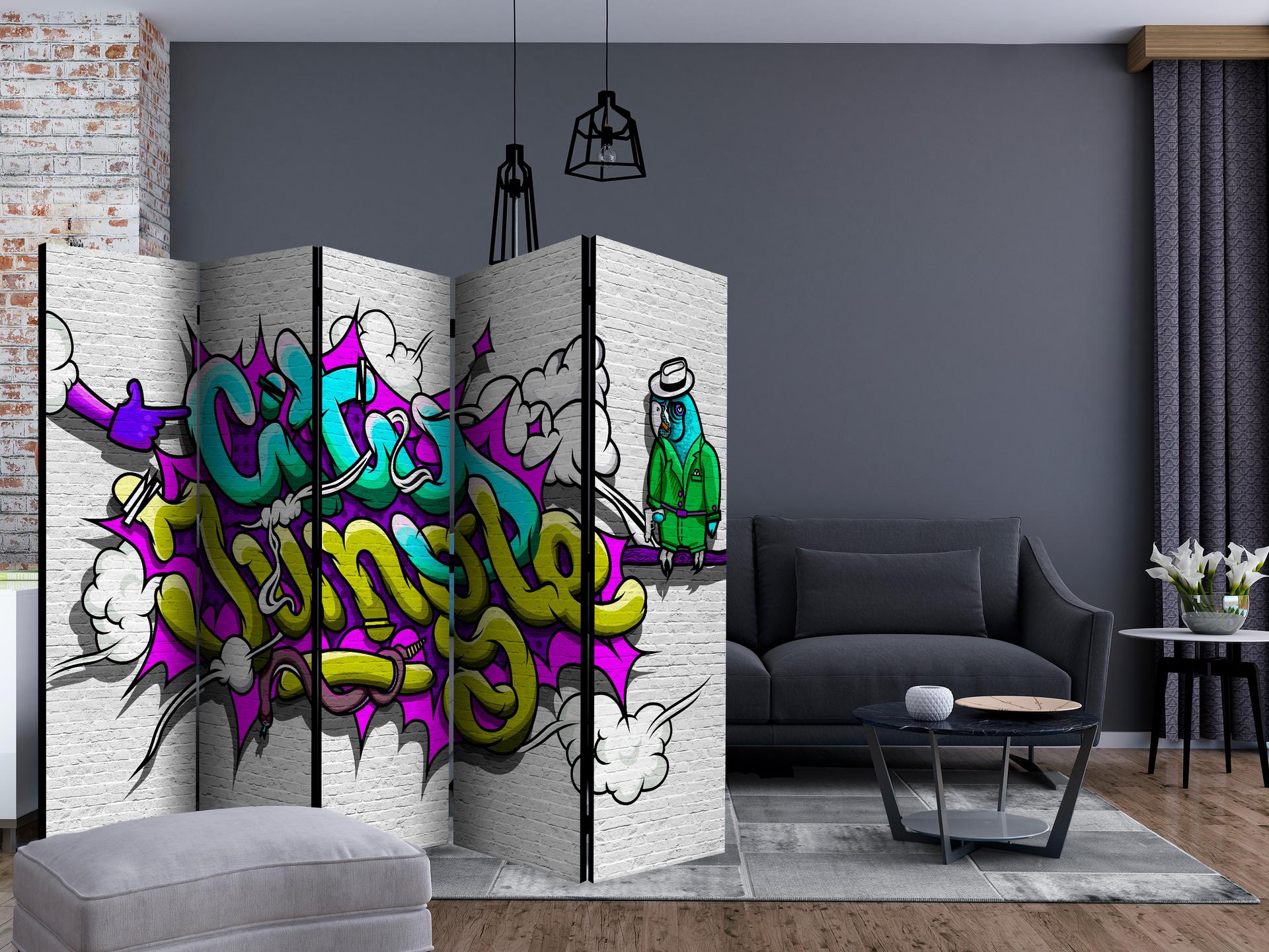 Divisorio - Graffiti - Giungla urbana, 5 pezzi - 225x172 cm