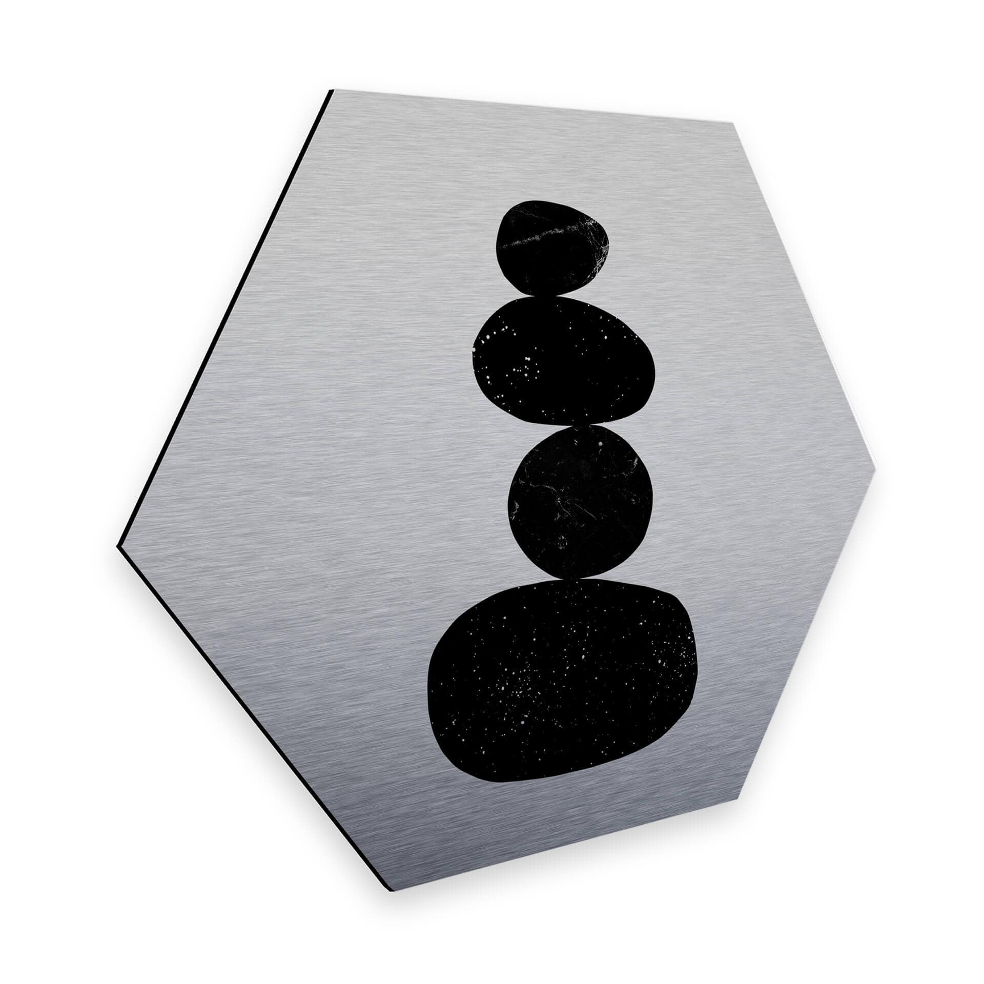 Hexagone - Alu-Dibond effet métallisé Nouveauprints - Pebbles 3 noir