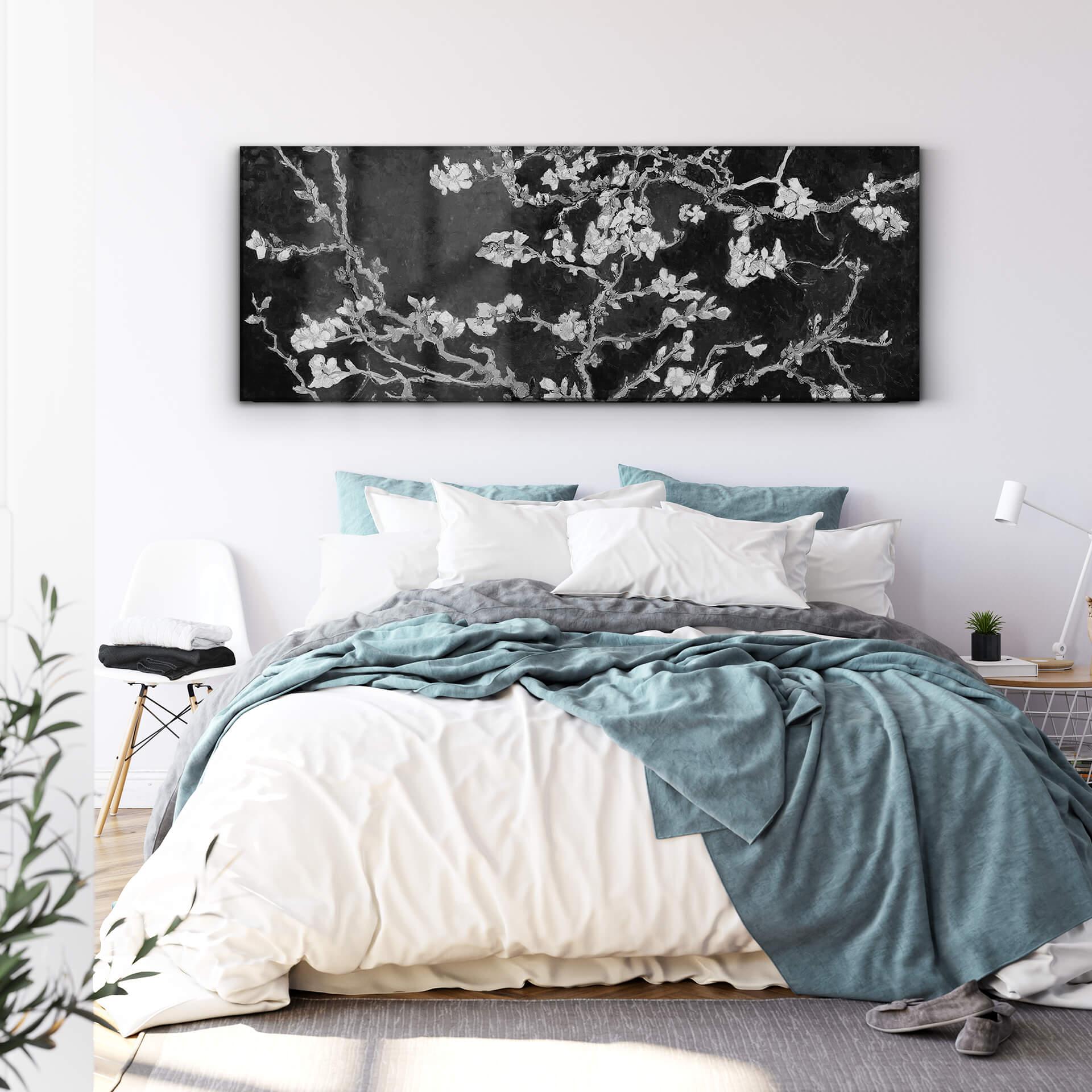 Akrylbillede van Gogh - Mandelblomst - sort - Panorama