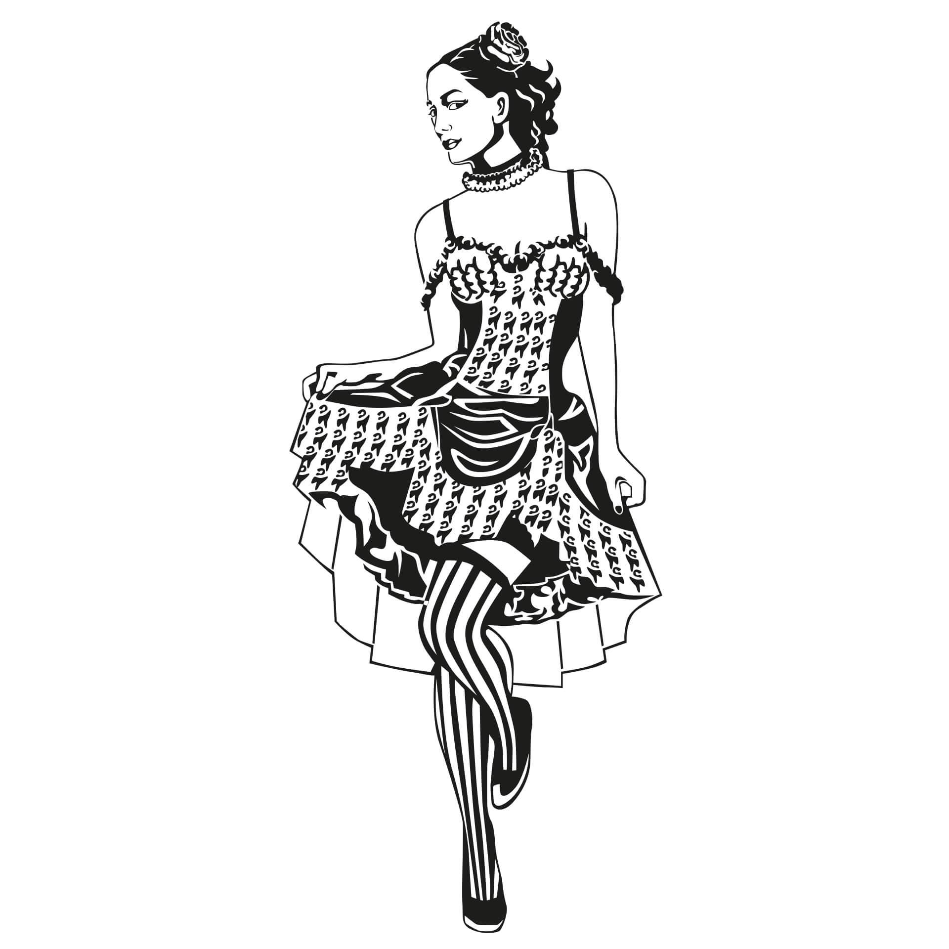 Wandtattoo Cancan-Tänzerin
