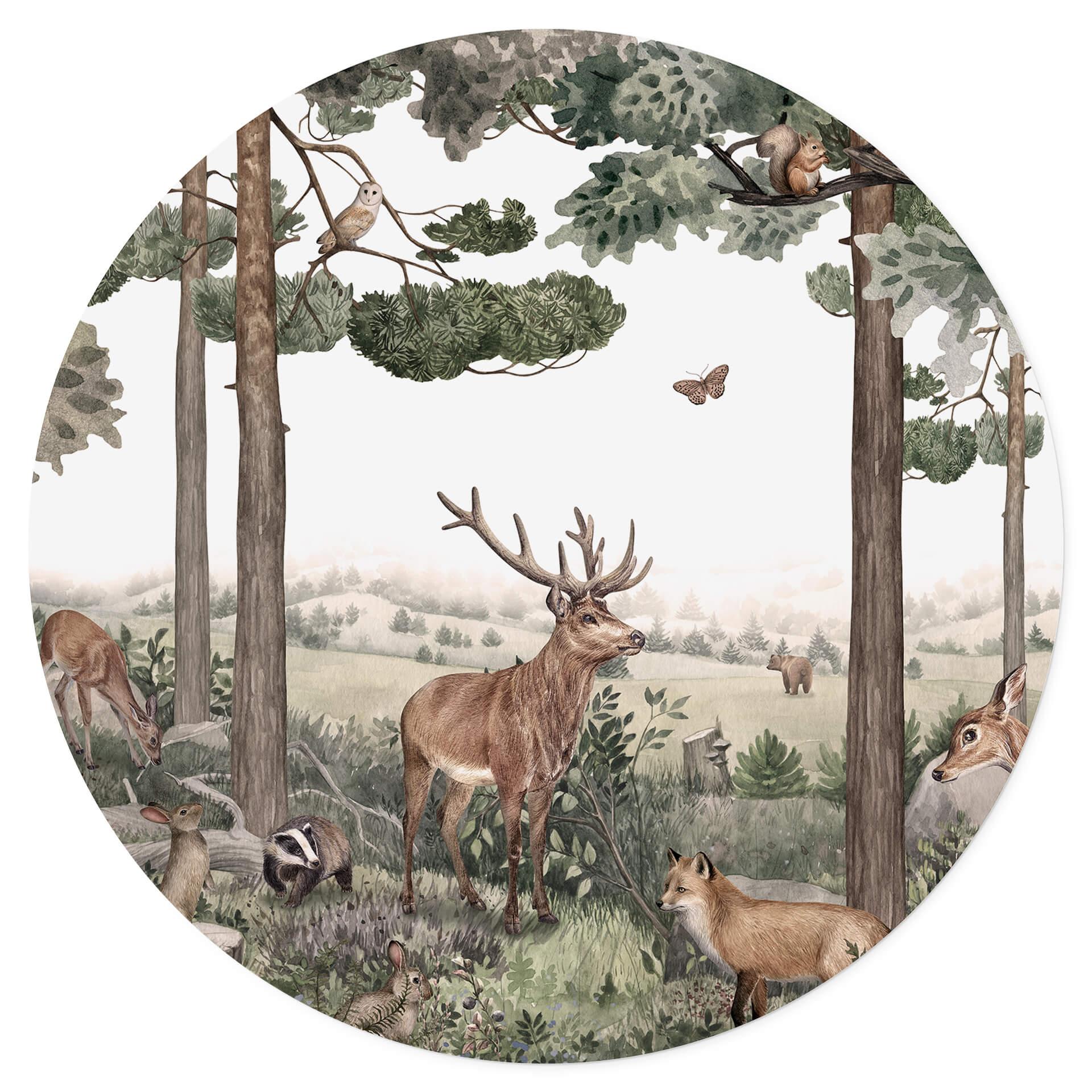 Wandtattoo Kikki Belle - Heimische Tiere im Wald - Rund