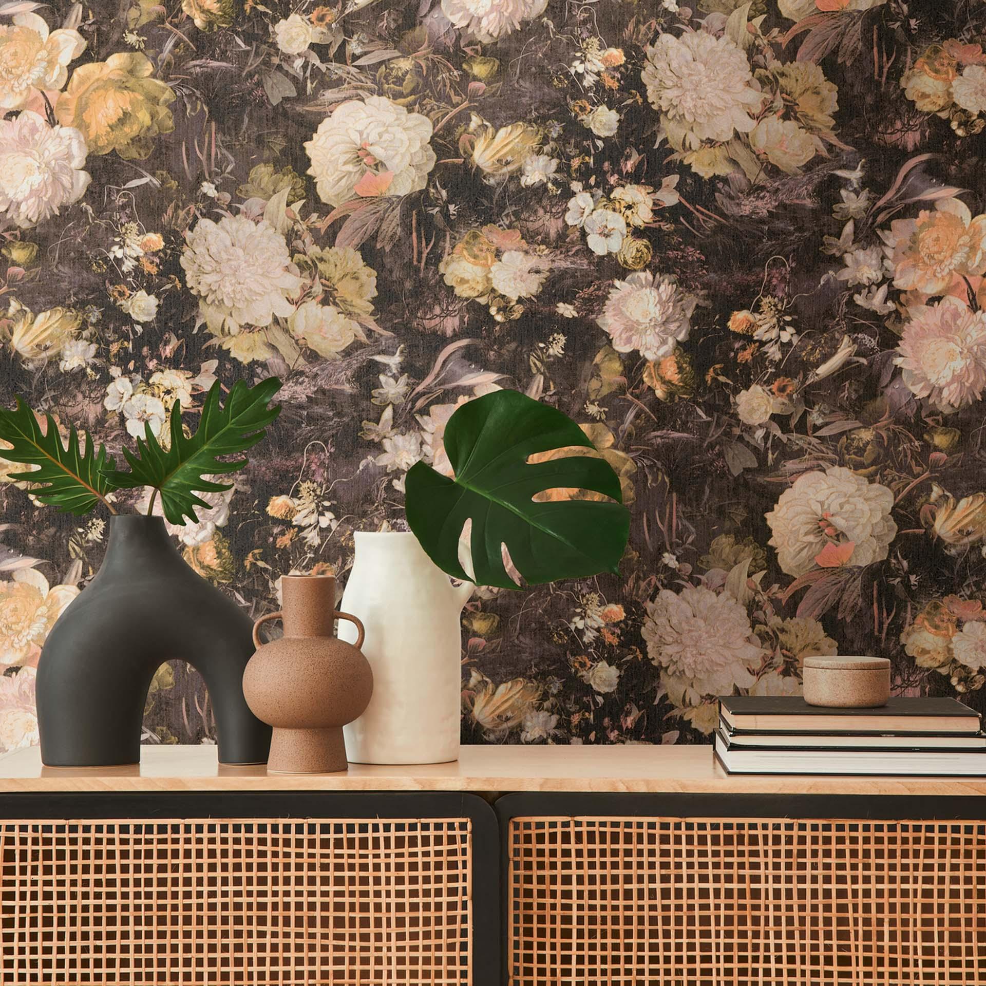 A.S. Création Vliesbehang The BOS - Battle of Style - Bloemenbehang Oranje - Bruin - Grijs