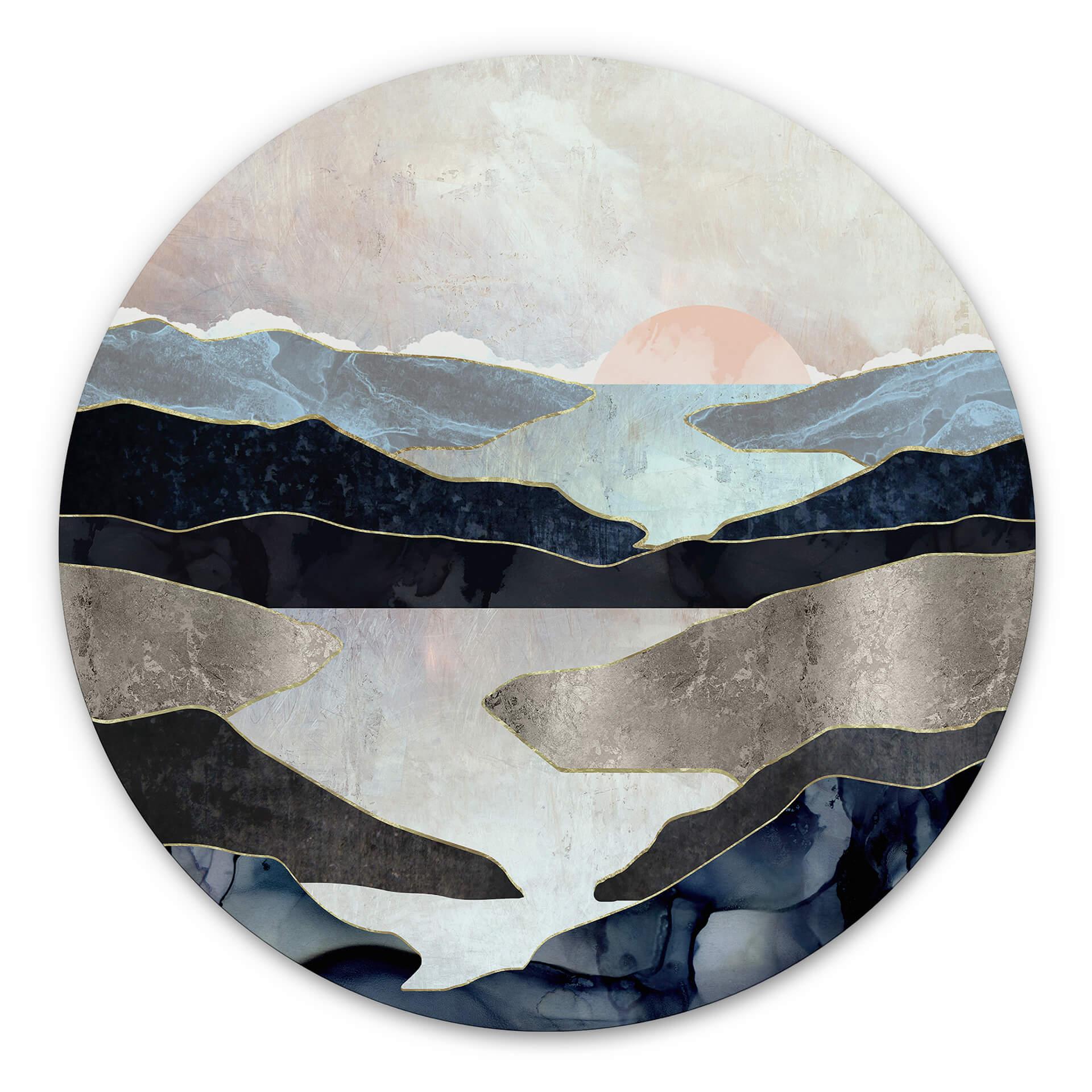 Tableau sur alu-Dibond rond SpaceFrog Designs - Lac de montagne
