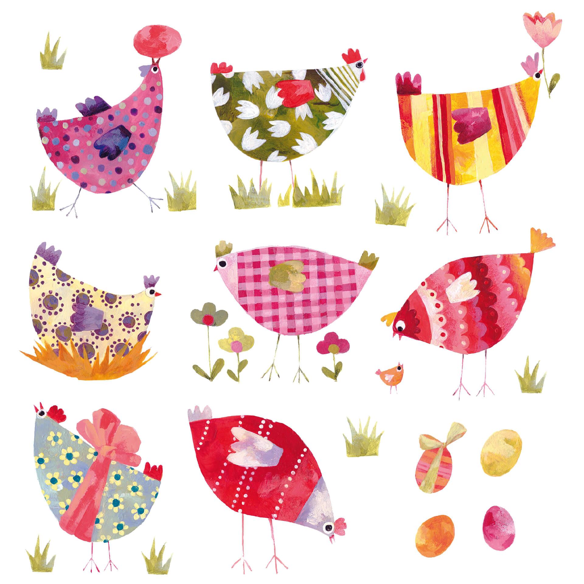 Adesivo murale – Blanz – Galline colorate
