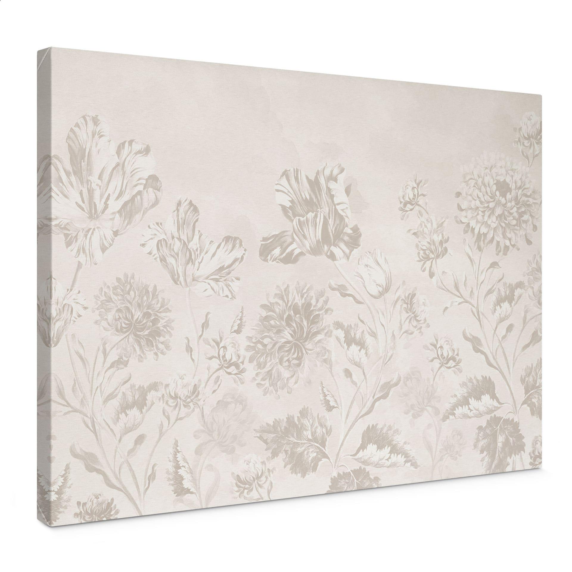 Canvastavla med vildblommor i kritlook Greige - Bloomery Decor