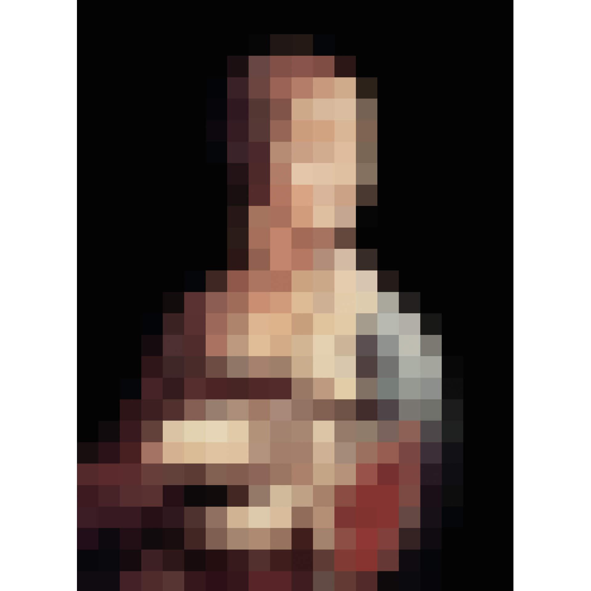 Fotobehang Dame met Hermelijn Pixelart
