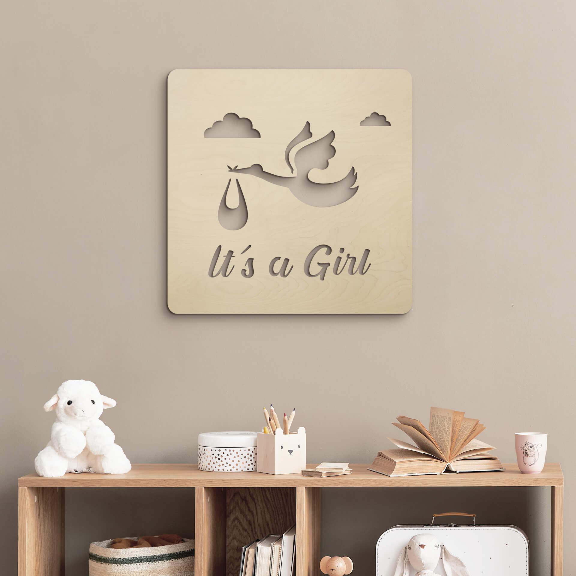 Vægdekoration Popler træ Baby - It's a Girl
