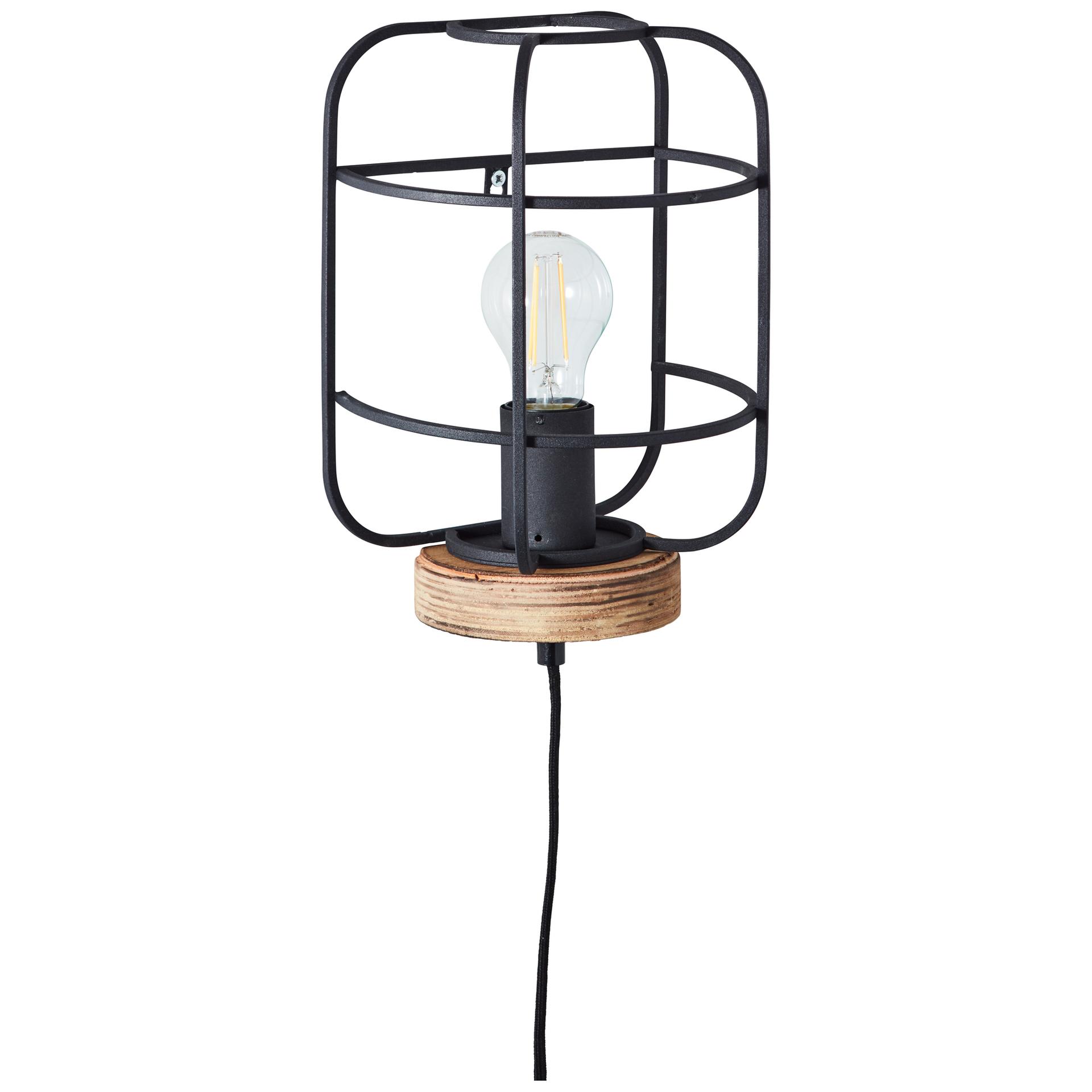 Wandleuchte Inga, braun, 29 x 19 cm, Holz Wandlampe