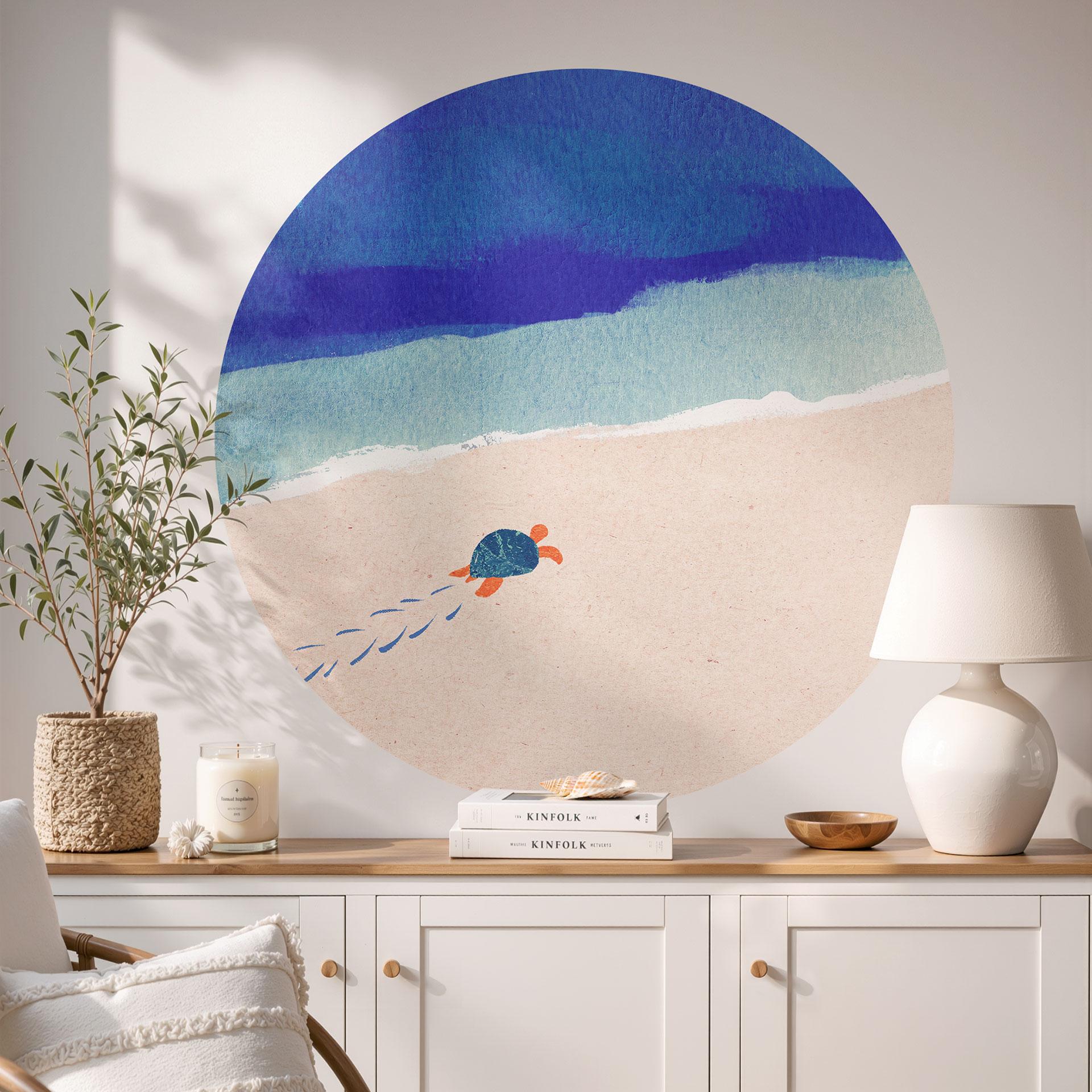 Wallsticker Liten sköldpadda vid havet - Rivers - Rund