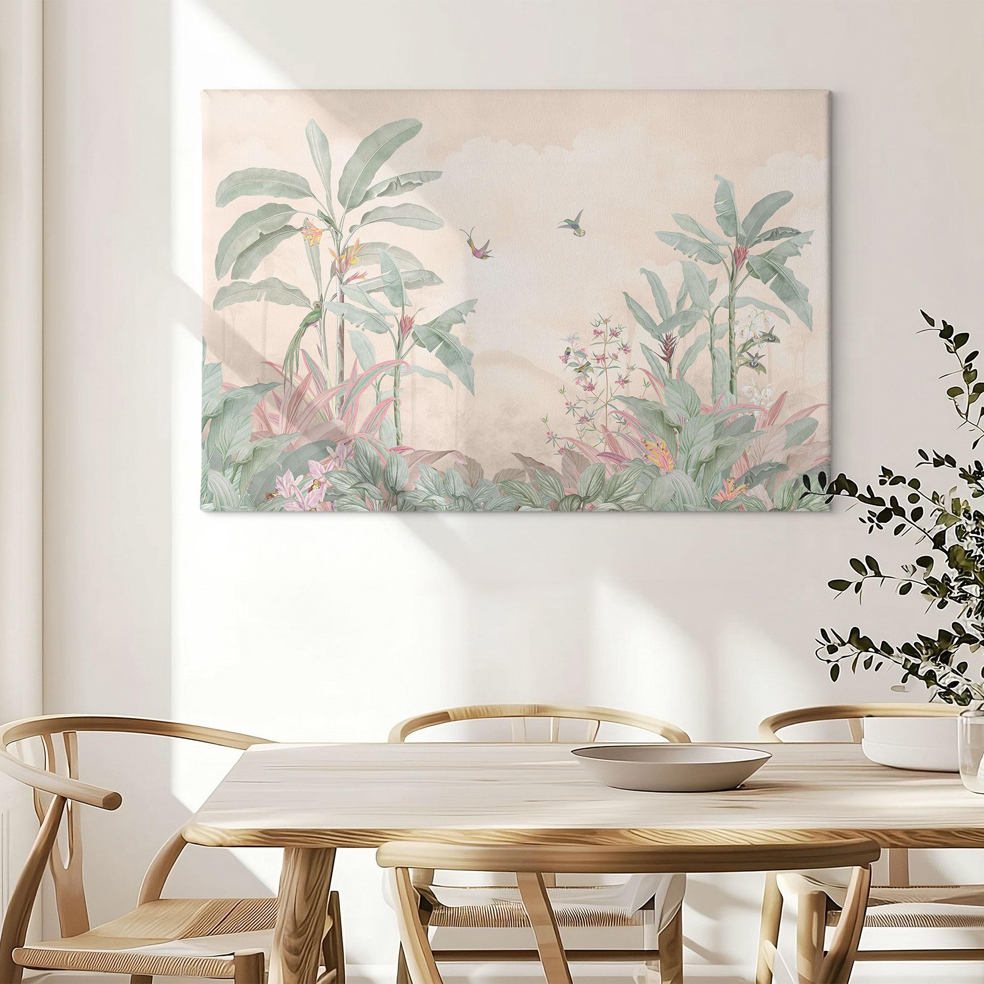 Canvasbillede Tropisk idyl med kolibri abrikos - Bloomery Decor