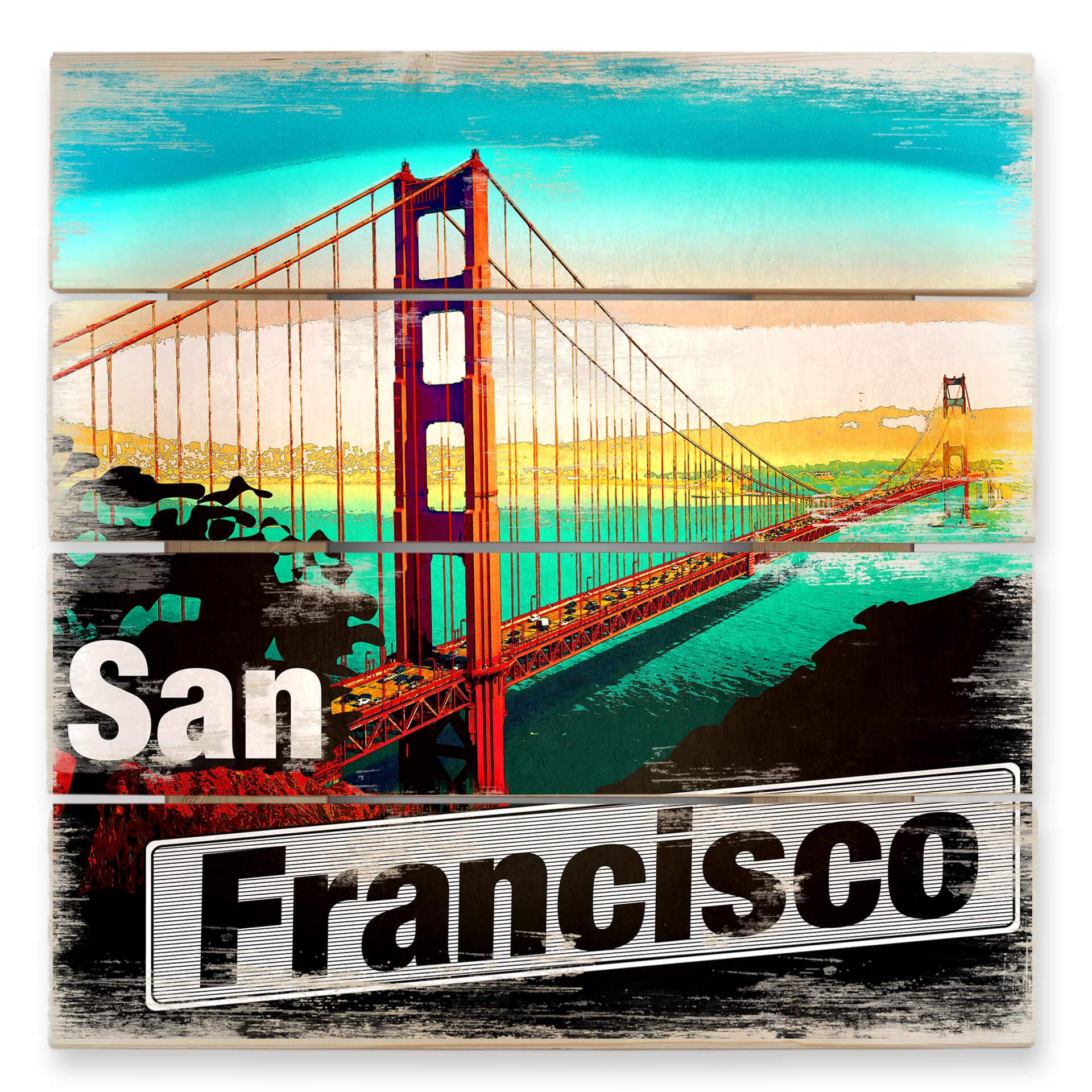 Cuadro de madera San Francisco - Comic - 40x41,5 cm