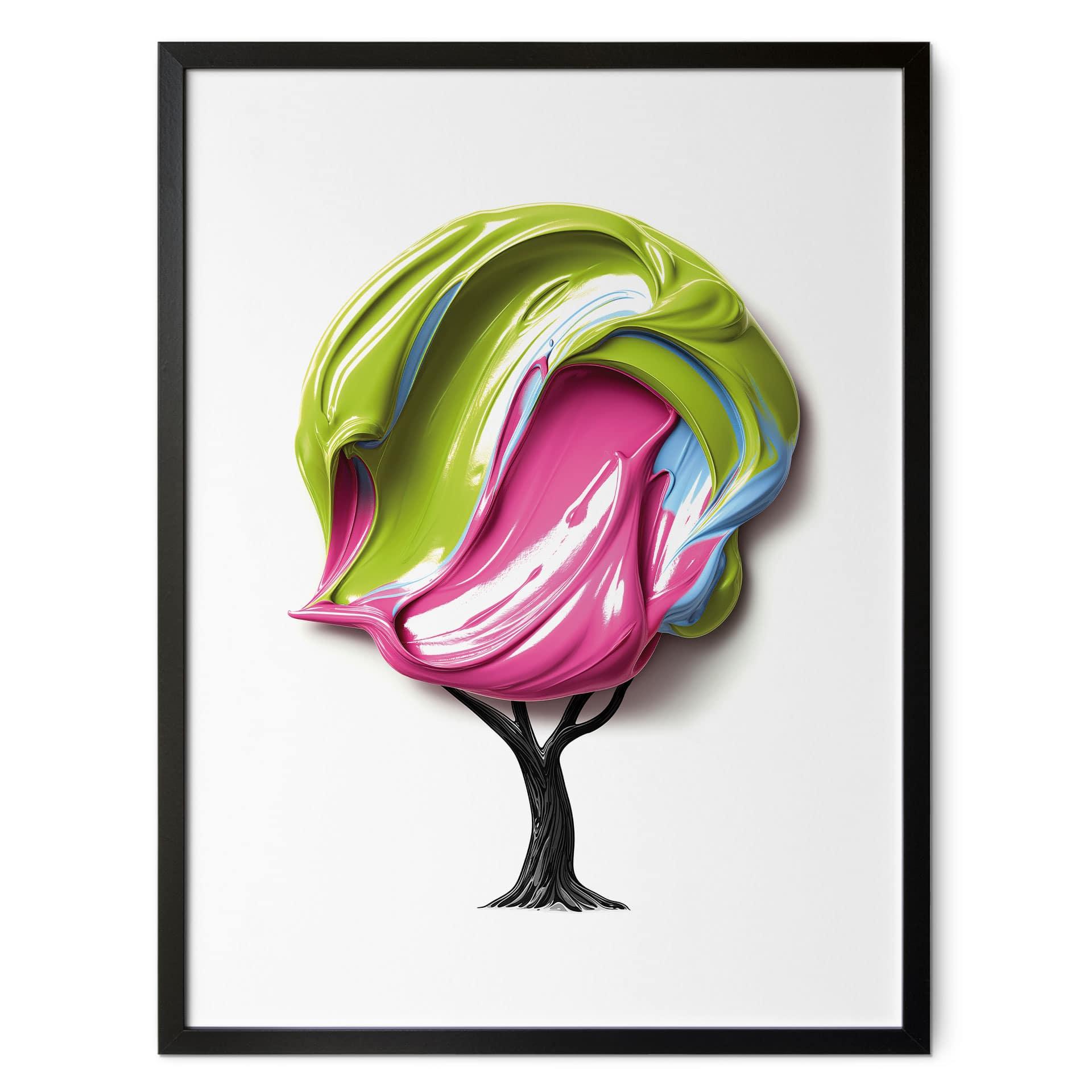 Poster träd med färgglad 3D-krona - Mielu