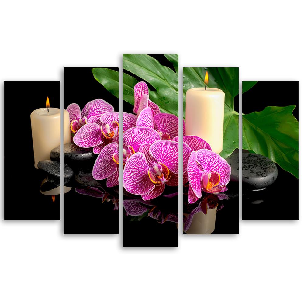 5 stykke lærredsprint, Orchid Orchid stearinlys