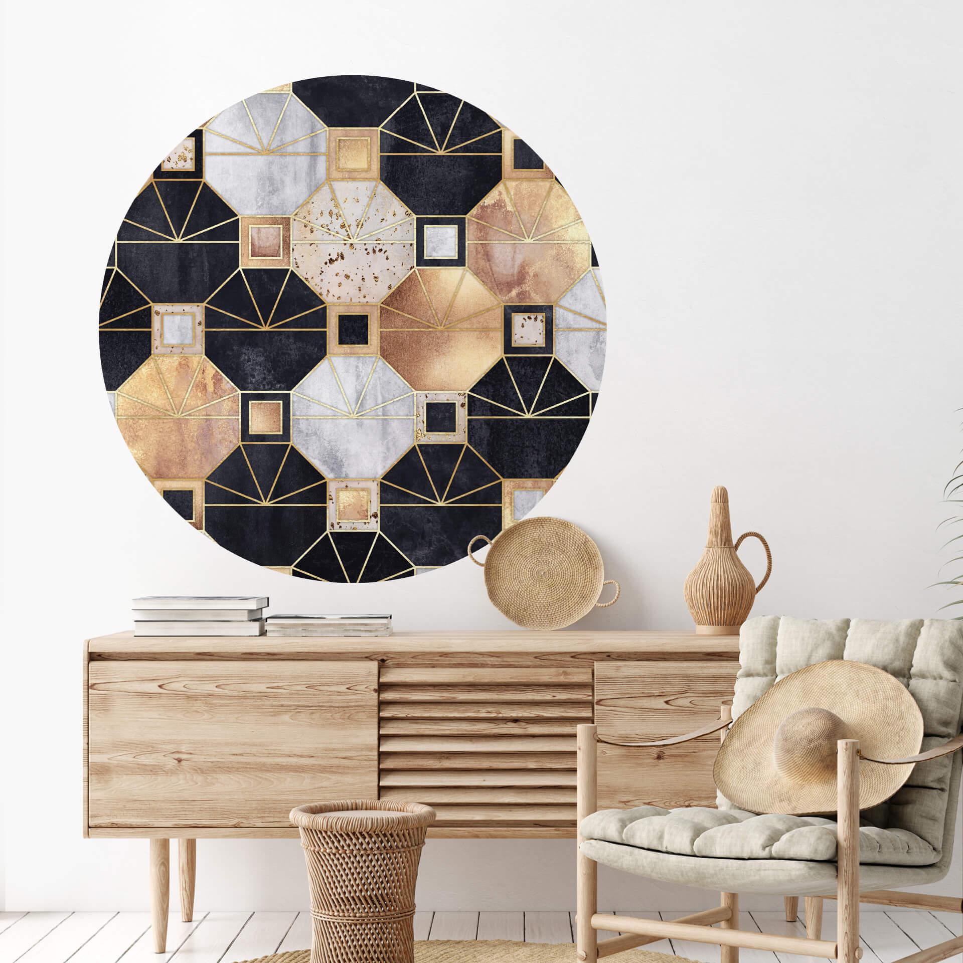 Muursticker Rond Fredriksson - Gold & Black